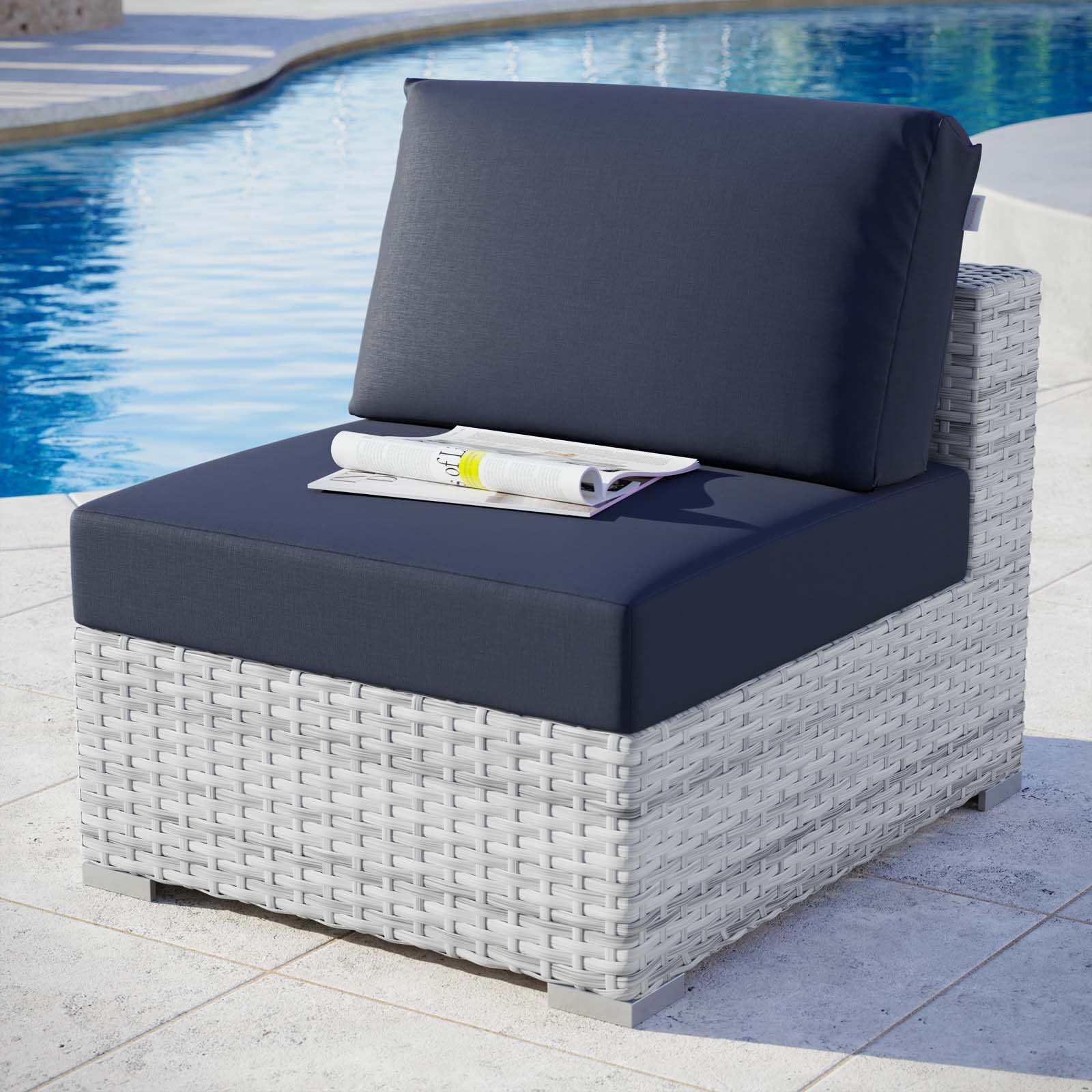 Modway Outdoor Chairs - Convene Outdoor Patio Armless Chair Light Gray Navy