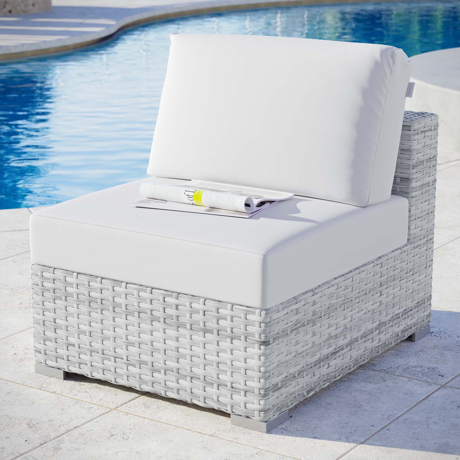 Modway Outdoor Chairs - Convene Outdoor Patio Armless Chair Light Gray White