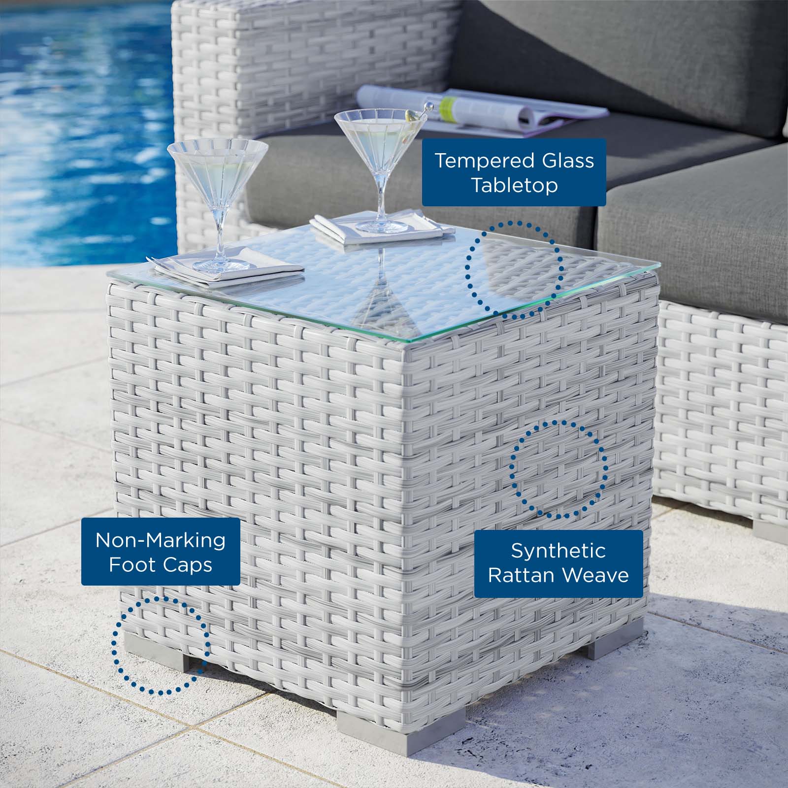 Modway Outdoor Side Tables - Convene Outdoor Patio Side Table Light Gray