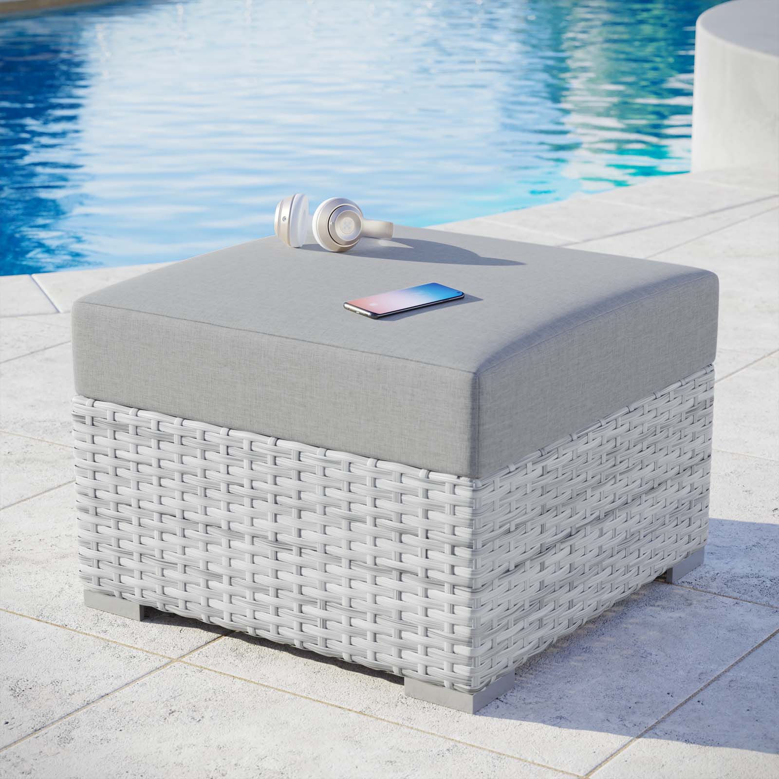 Modway Outdoor Ottomans - Convene Outdoor Patio Ottoman Light Gray