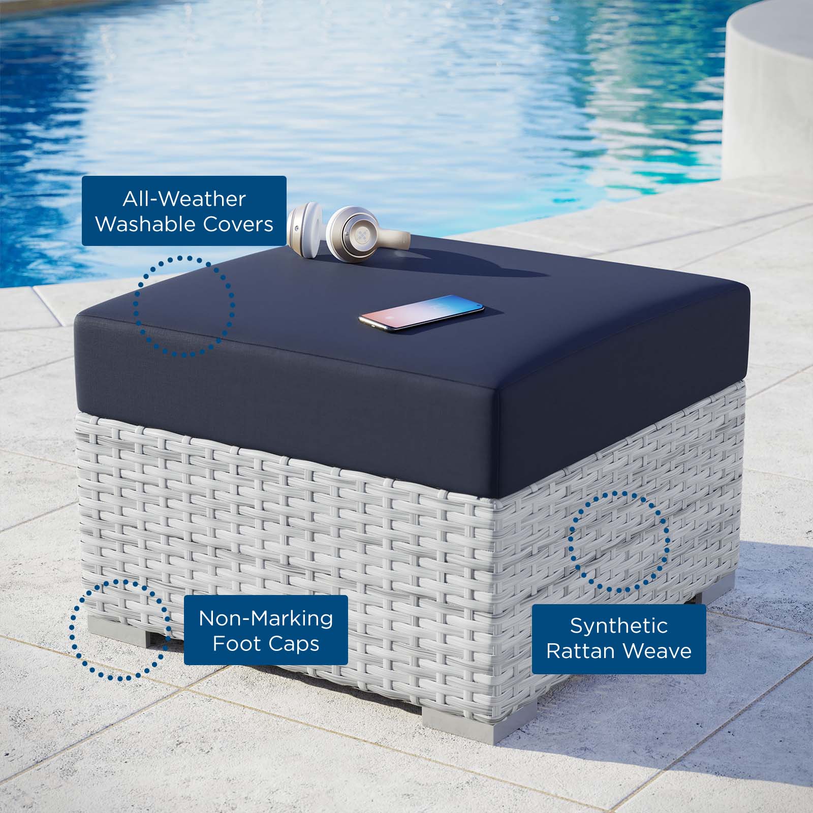 Modway Outdoor Sofas - Convene-Outdoor-Patio-Ottoman-Light-Gray-Navy