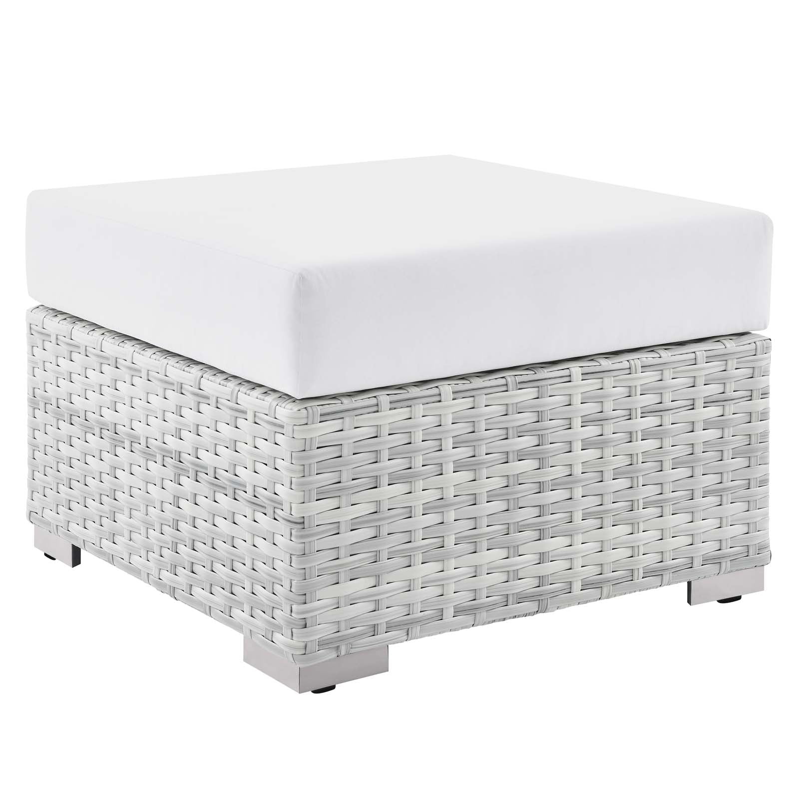 Modway Outdoor Ottomans - Convene Outdoor Patio Ottoman Light Gray White