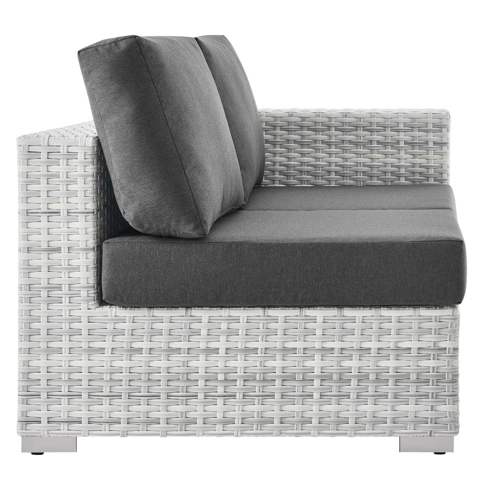 Modway Outdoor Sofas - Convene Outdoor Patio Right-Arm Loveseat Light Gray Charcoal