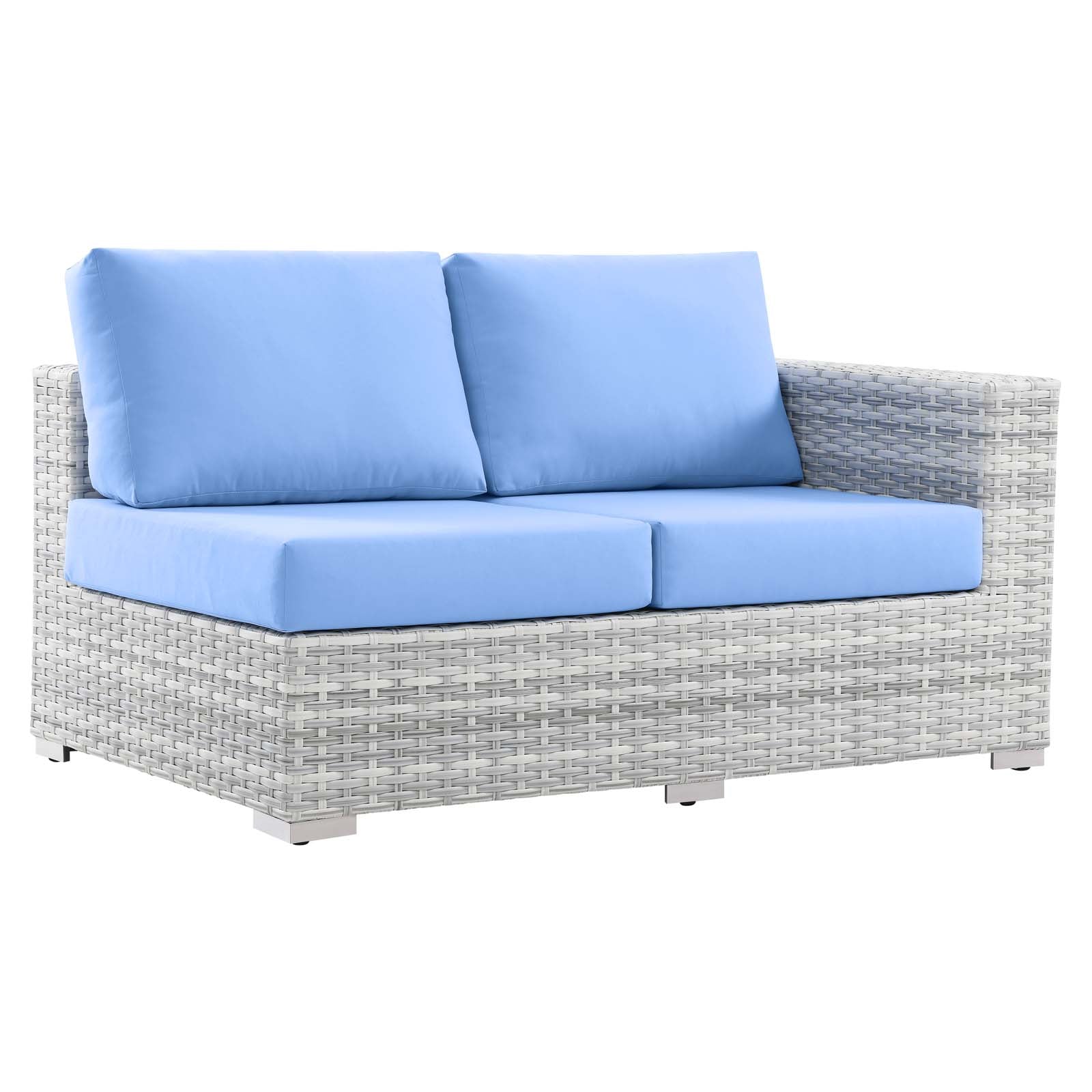 Modway Outdoor Sofas - Convene Outdoor Patio Right-Arm Loveseat Light Gray Light Blue