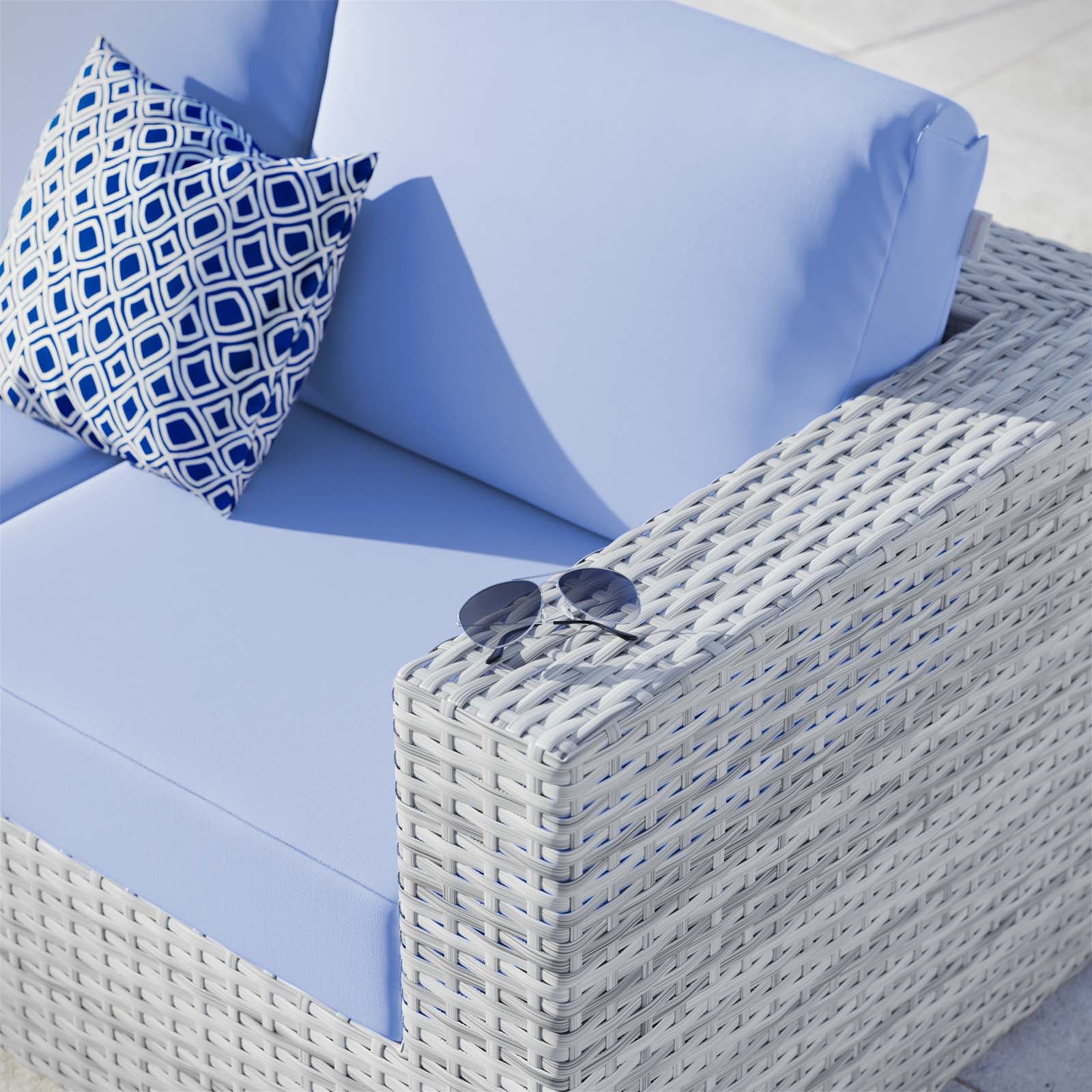Modway Outdoor Sofas - Convene Outdoor Patio Right-Arm Loveseat Light Gray Light Blue