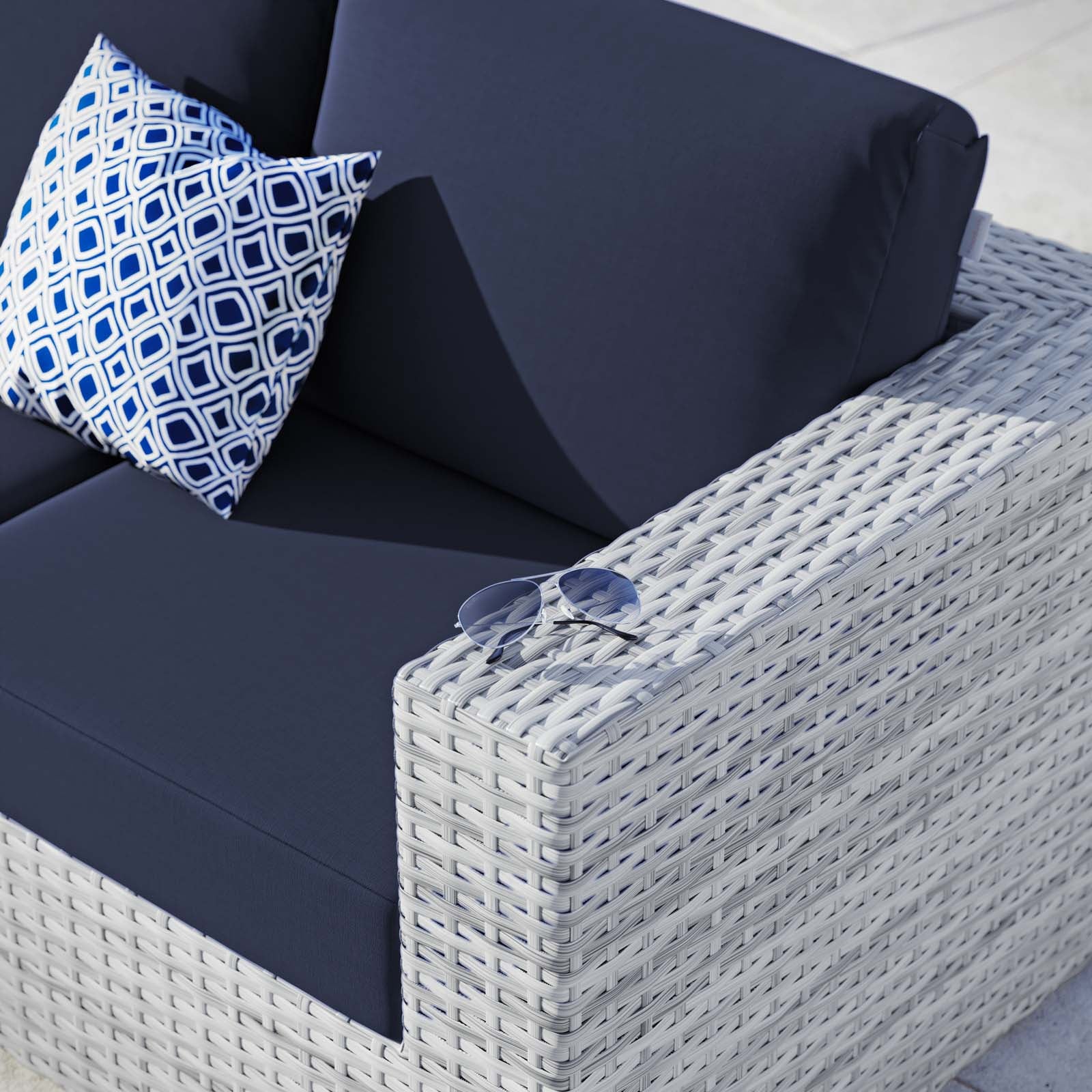 Modway Outdoor Sofas - Convene Outdoor Patio Right-Arm Loveseat Light Gray Navy