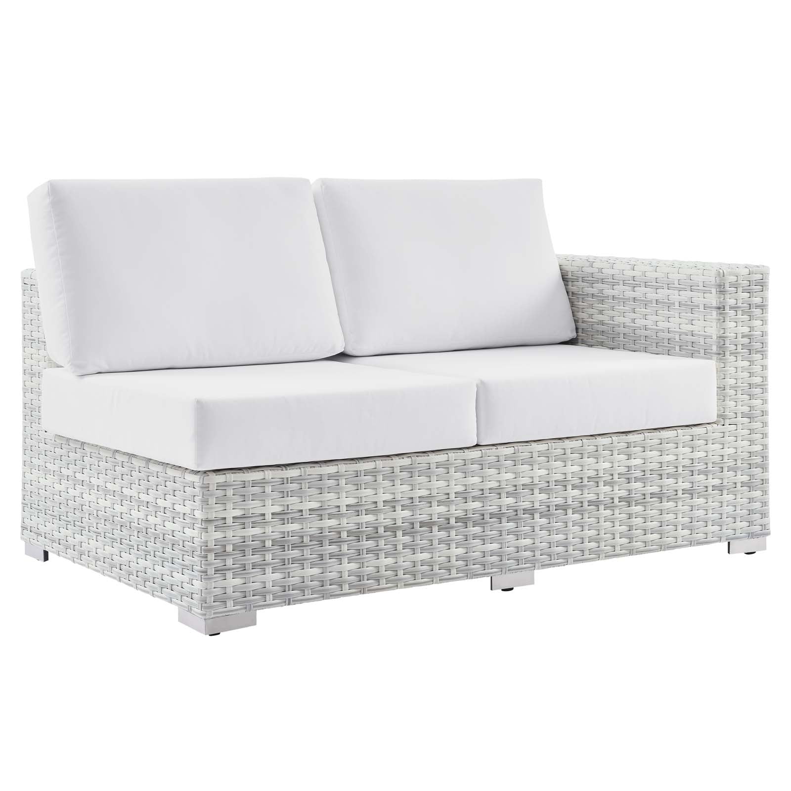 Modway Outdoor Sofas - Convene Outdoor Patio Right-Arm Loveseat Light Gray White