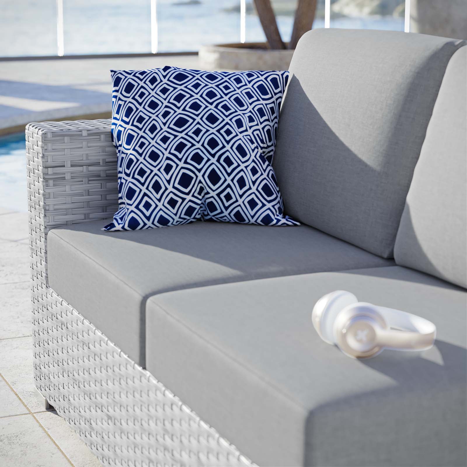 Modway Outdoor Sofas - Convene Outdoor Patio Left-Arm Loveseat Light Gray