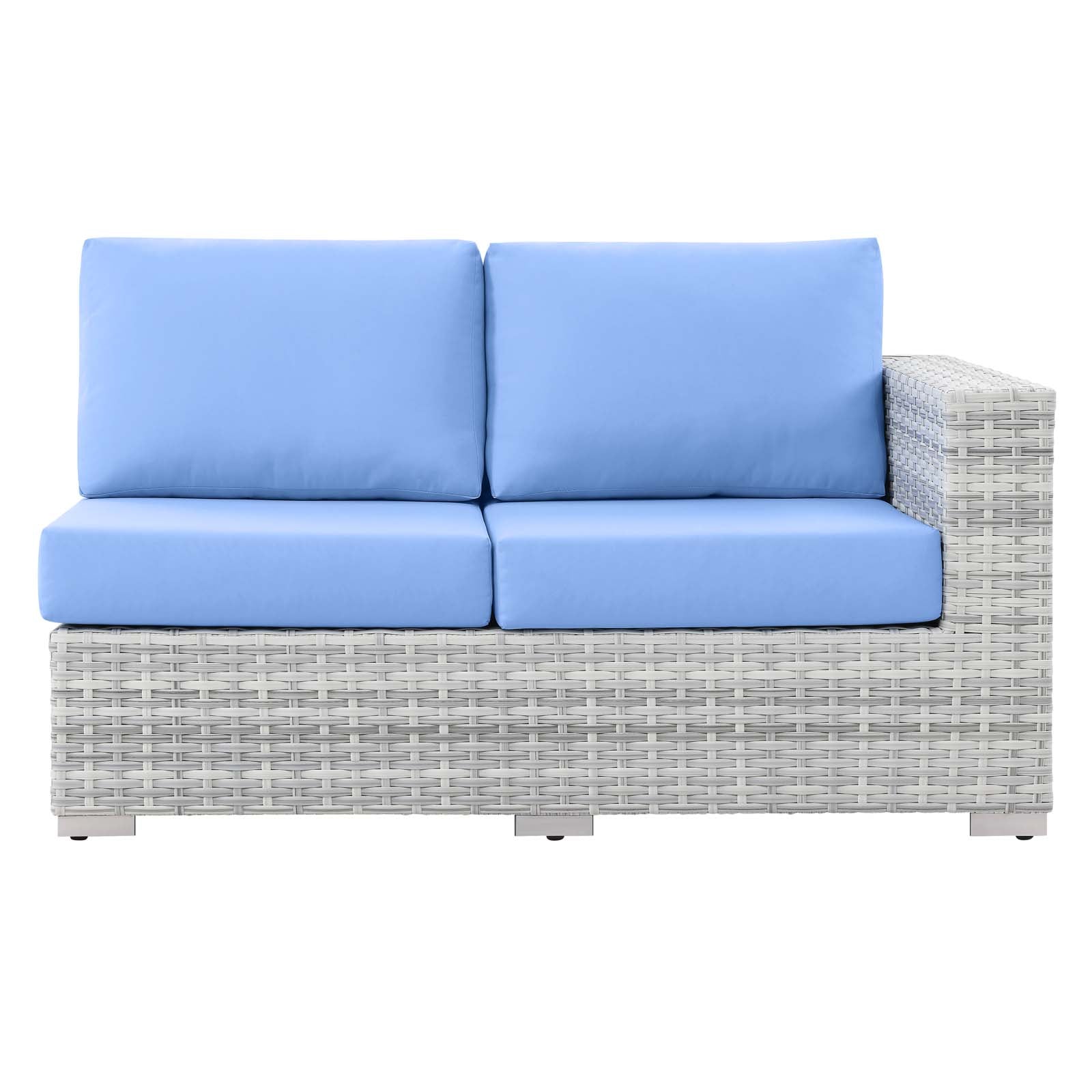 Modway Outdoor Sofas - Convene Outdoor Patio Left-Arm Loveseat Light Gray Light Blue