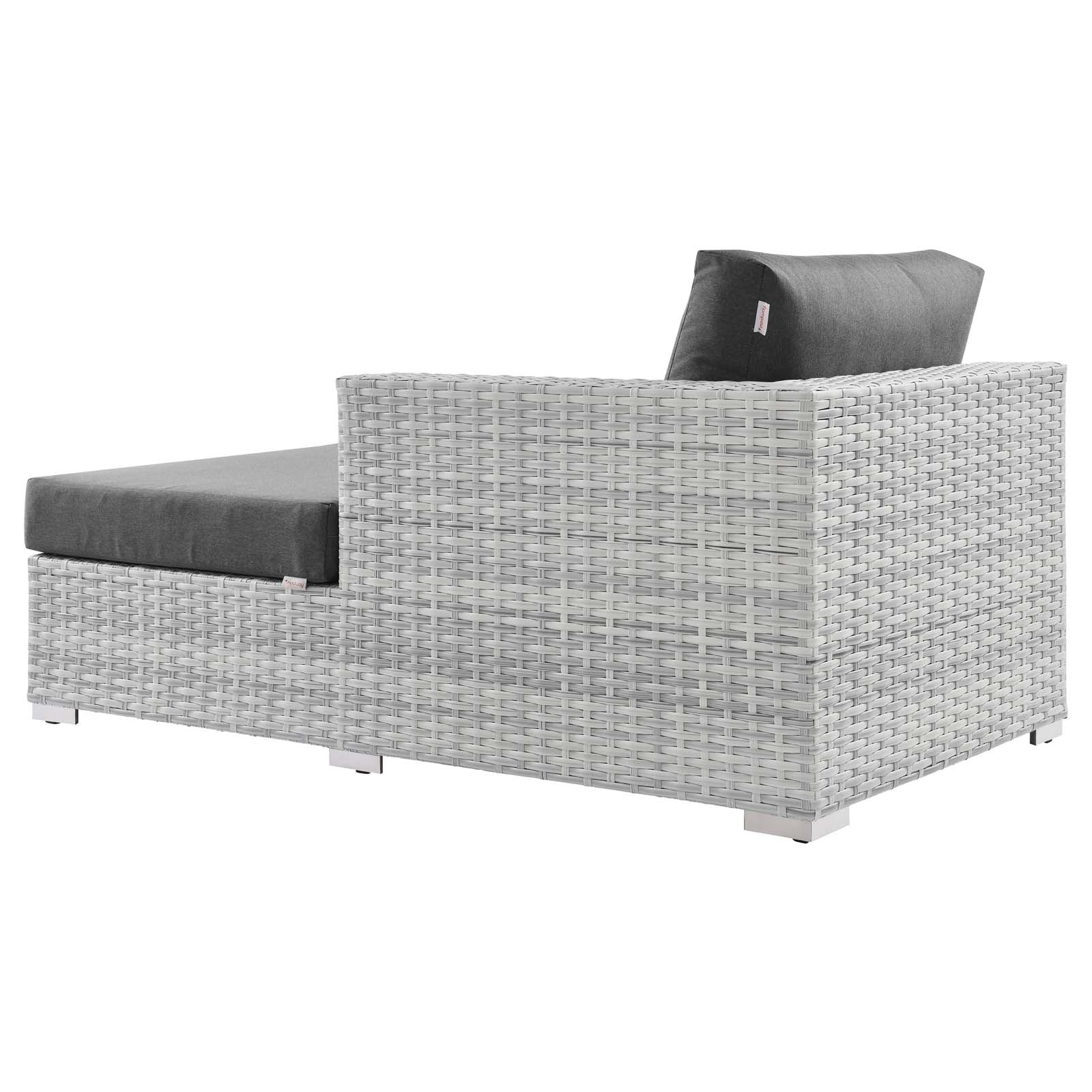 Modway Outdoor Sofas - Convene Outdoor Patio Right Chaise Light Gray Charcoal
