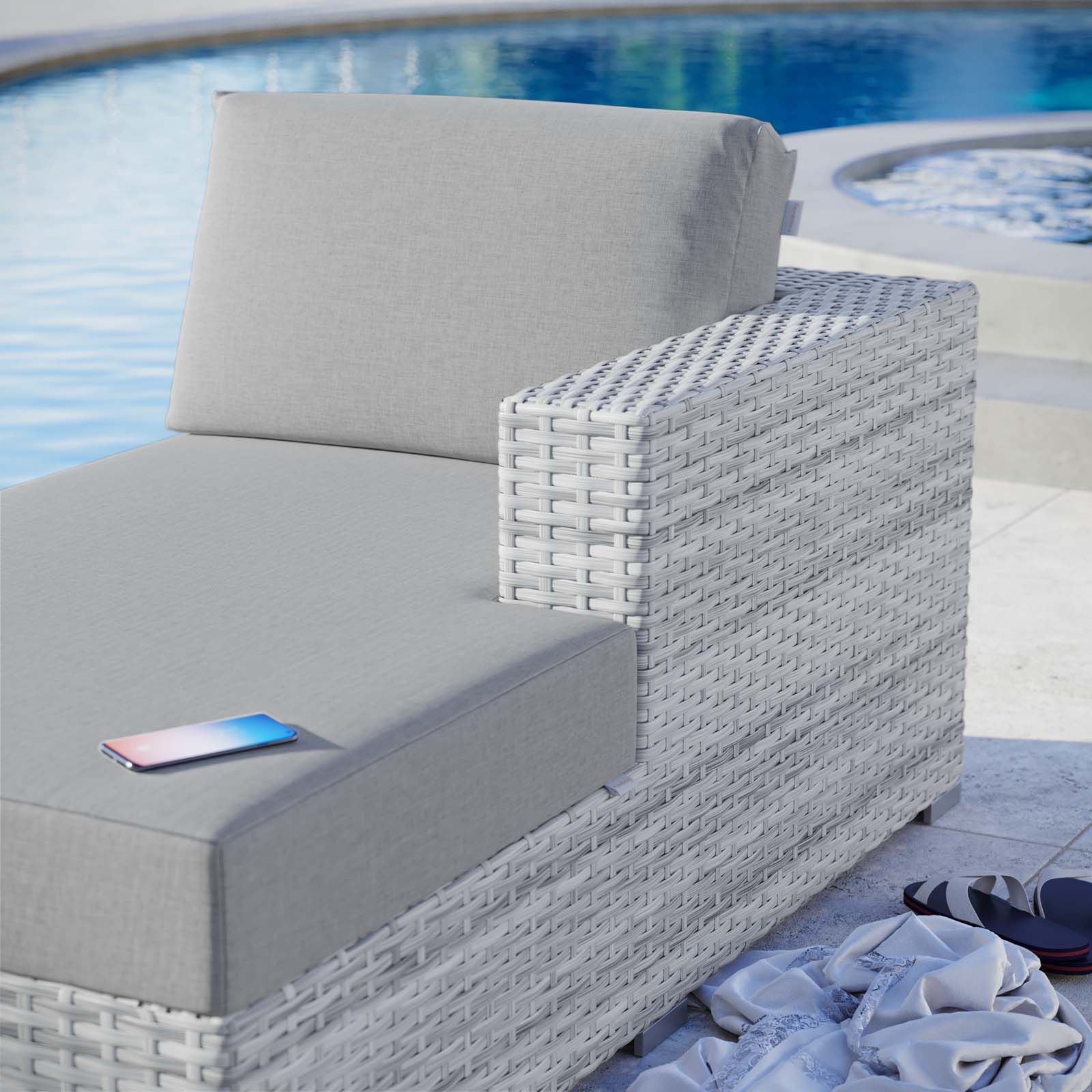 Modway Outdoor Sofas - Convene Outdoor Patio Right Chaise Light Gray