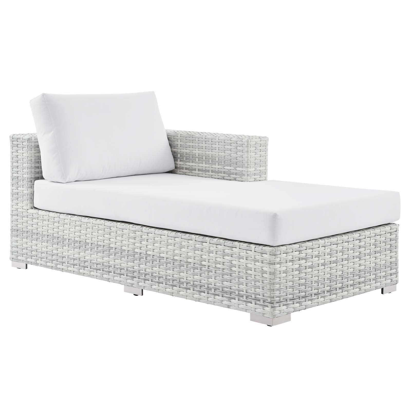 Modway Outdoor Sofas - Convene Outdoor Patio Right Chaise Light Gray White