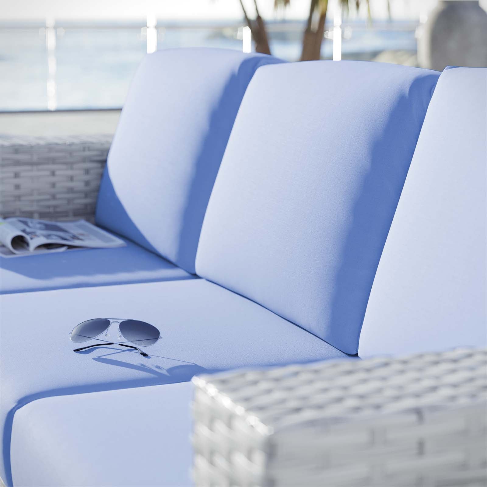 Modway Outdoor Sofas - Convene Outdoor Patio Sofa Light Gray Light Blue