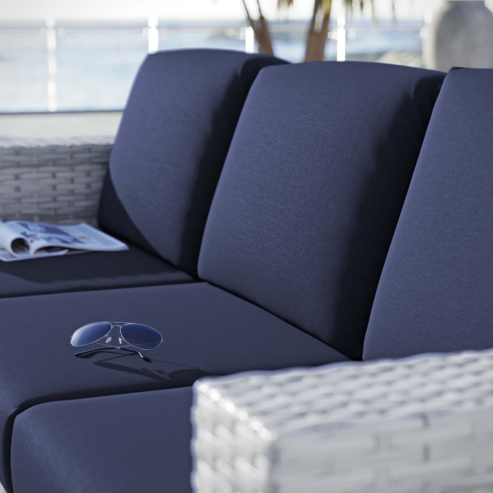 Modway Outdoor Sofas - Convene Outdoor Patio Sofa Light Gray Navy