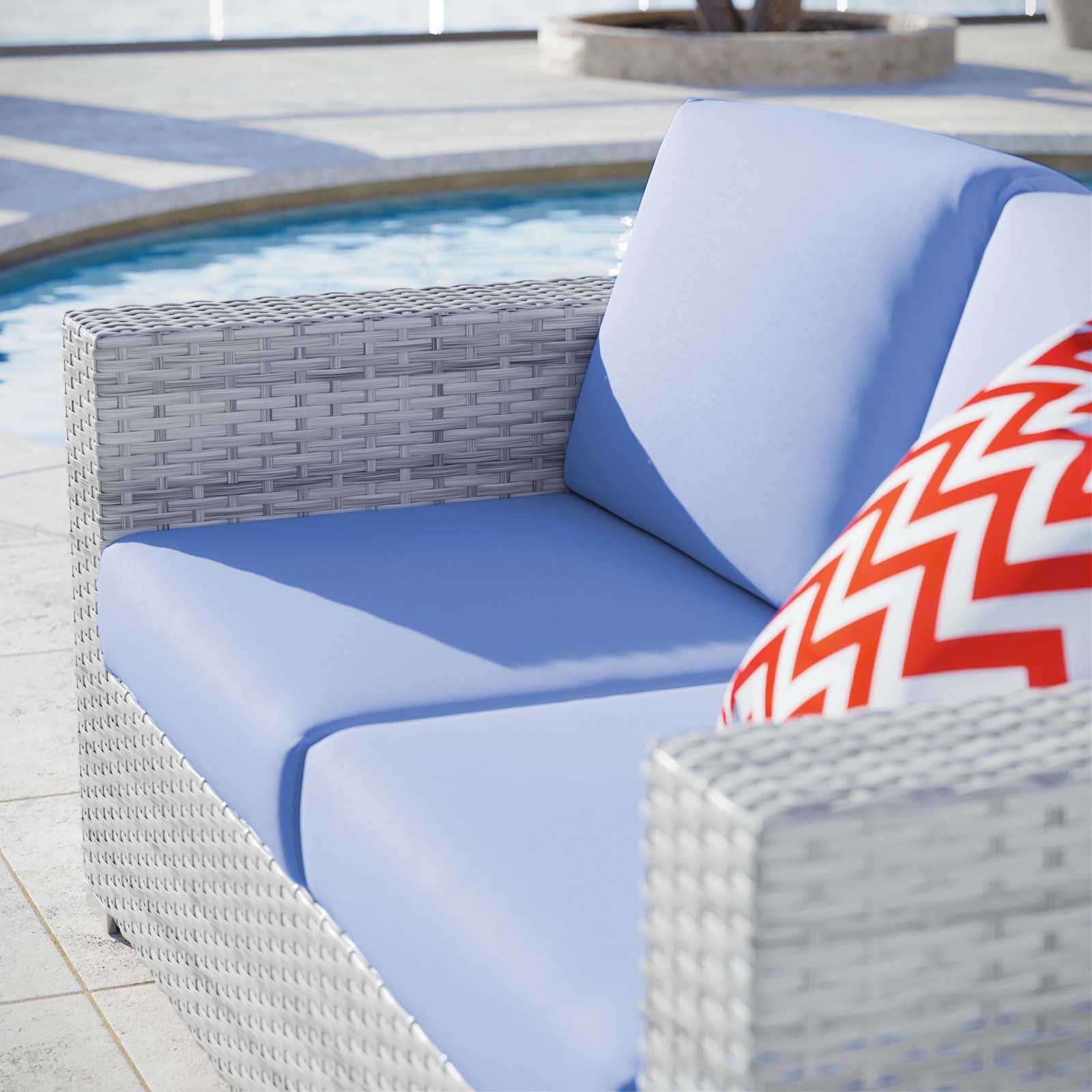 Modway Outdoor Sofas - Convene Outdoor Patio Loveseat Light Gray Light Blue