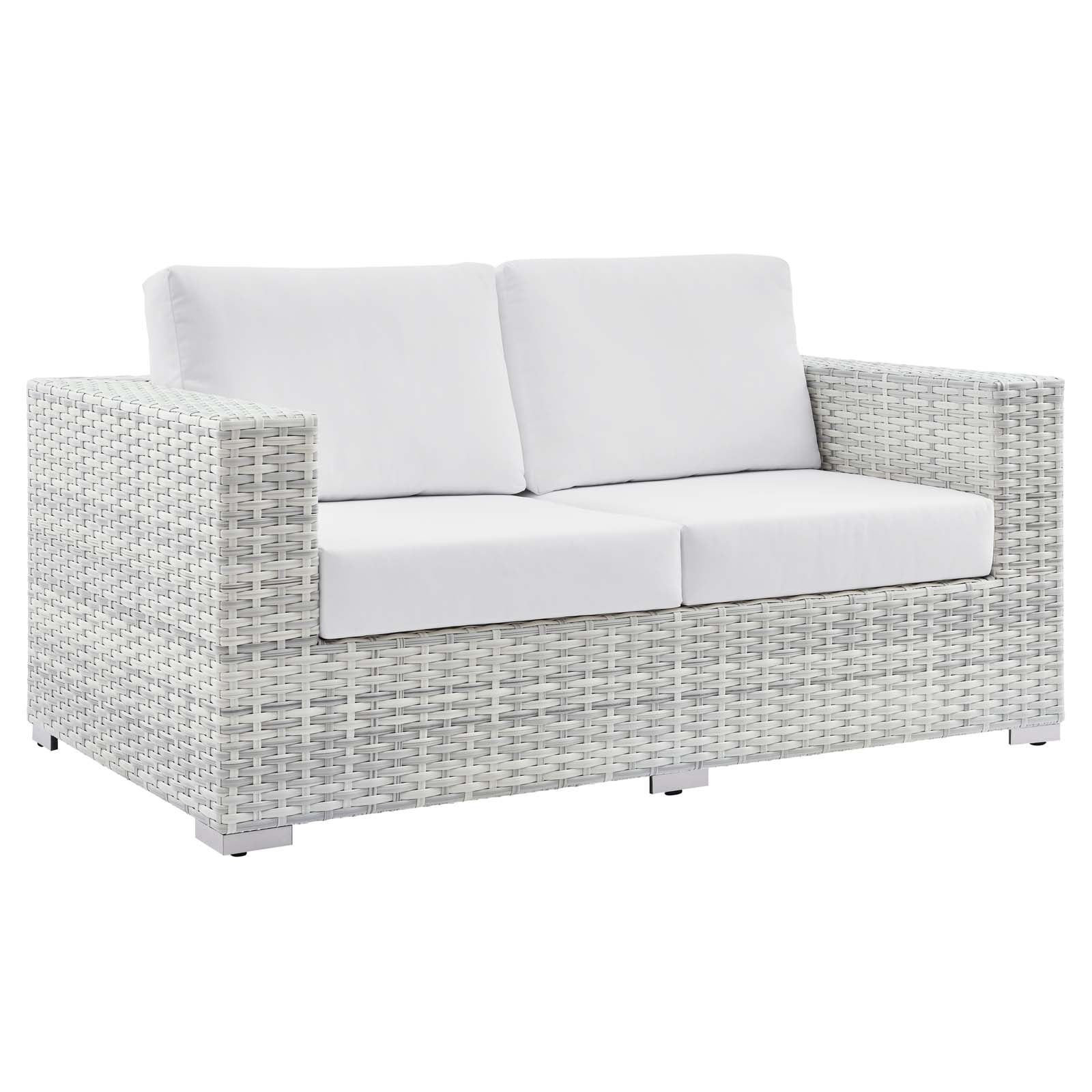 Modway Outdoor Sofas - Convene-Outdoor-Patio-Loveseat-Light-Gray-White