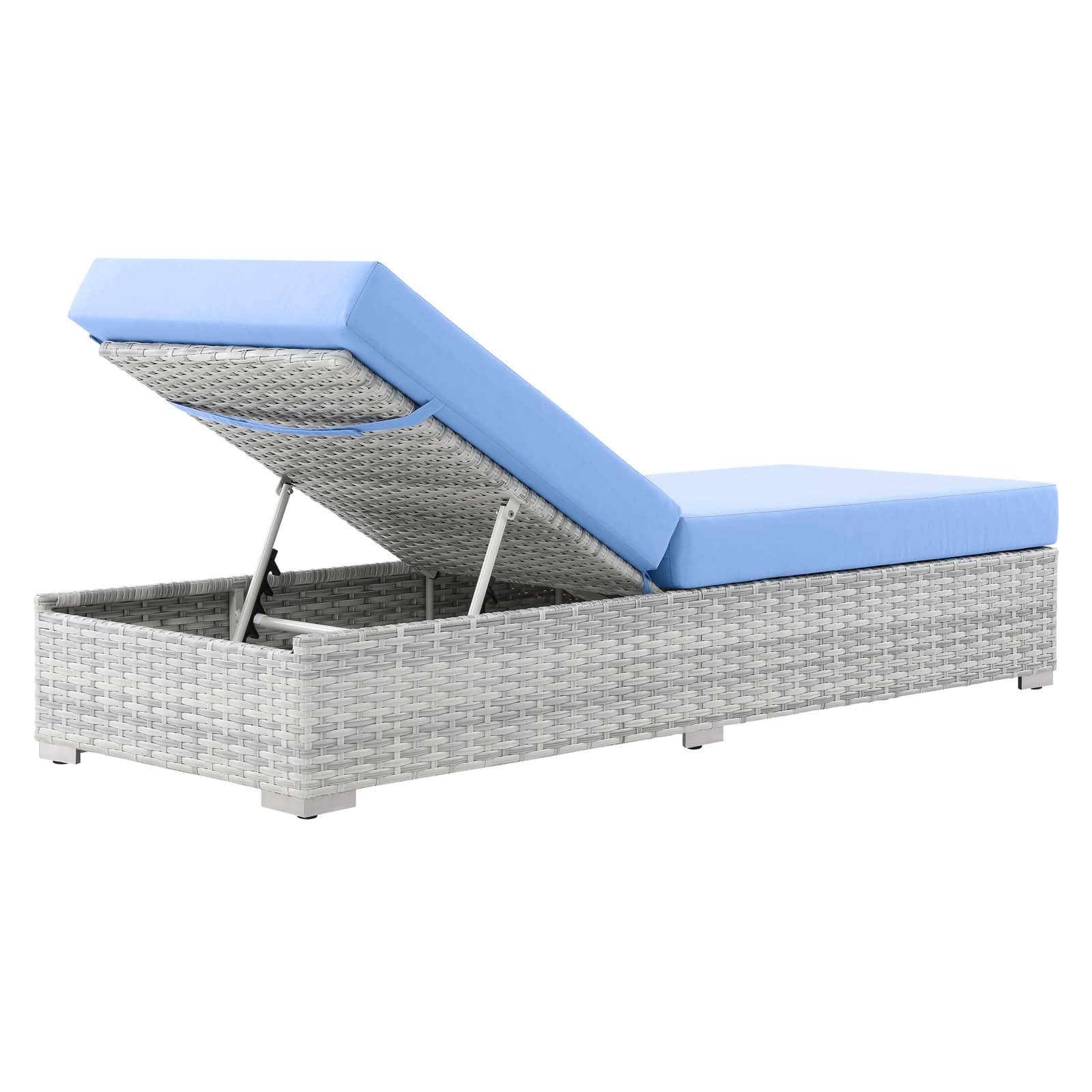 Modway Outdoor Loungers - Convene Outdoor Patio Chaise Light Gray Light Blue