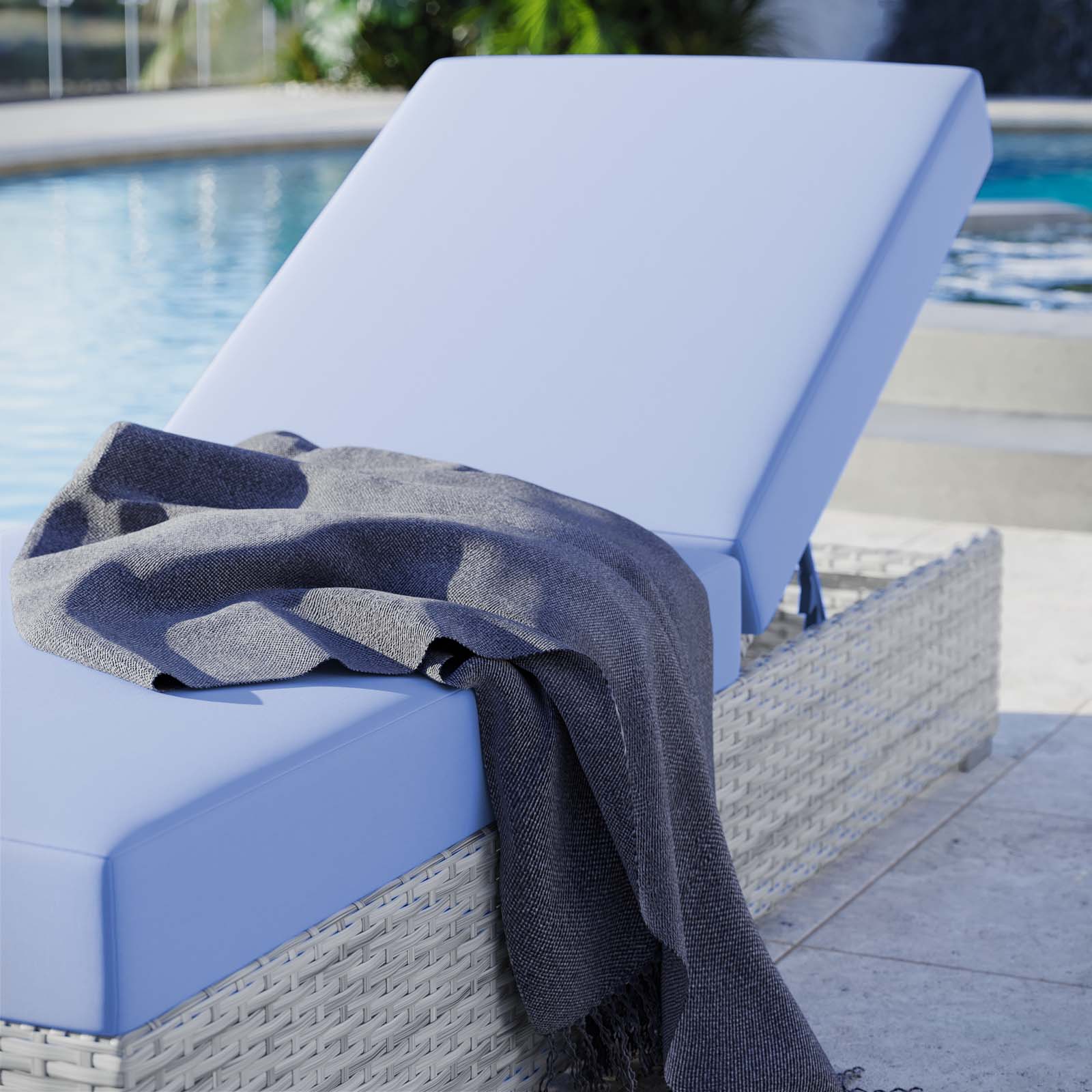 Modway Outdoor Loungers - Convene Outdoor Patio Chaise Light Gray Light Blue