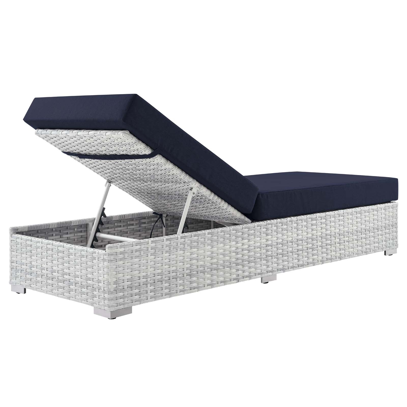 Modway Outdoor Loungers - Convene Outdoor Patio Chaise Light Gray Navy
