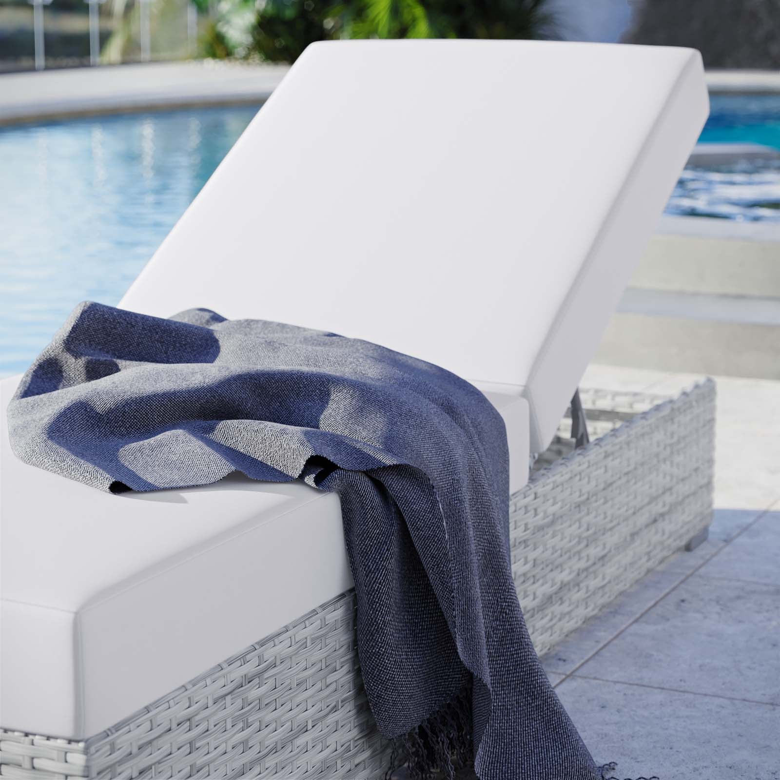 Modway Outdoor Loungers - Convene Outdoor Patio Chaise Light Gray White