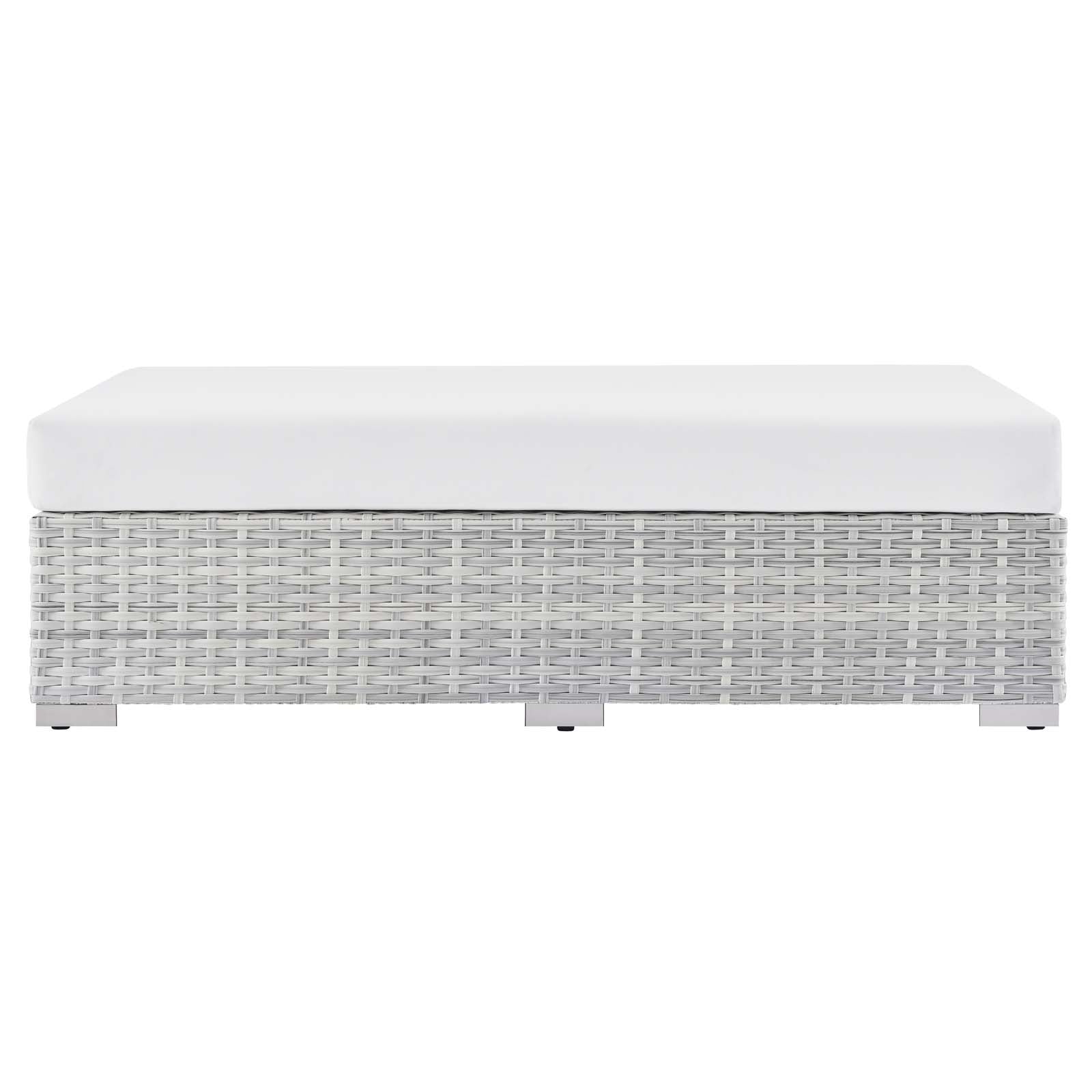 Modway Outdoor Ottomans - Convene Outdoor Patio Rectangular Ottoman Light Gray White