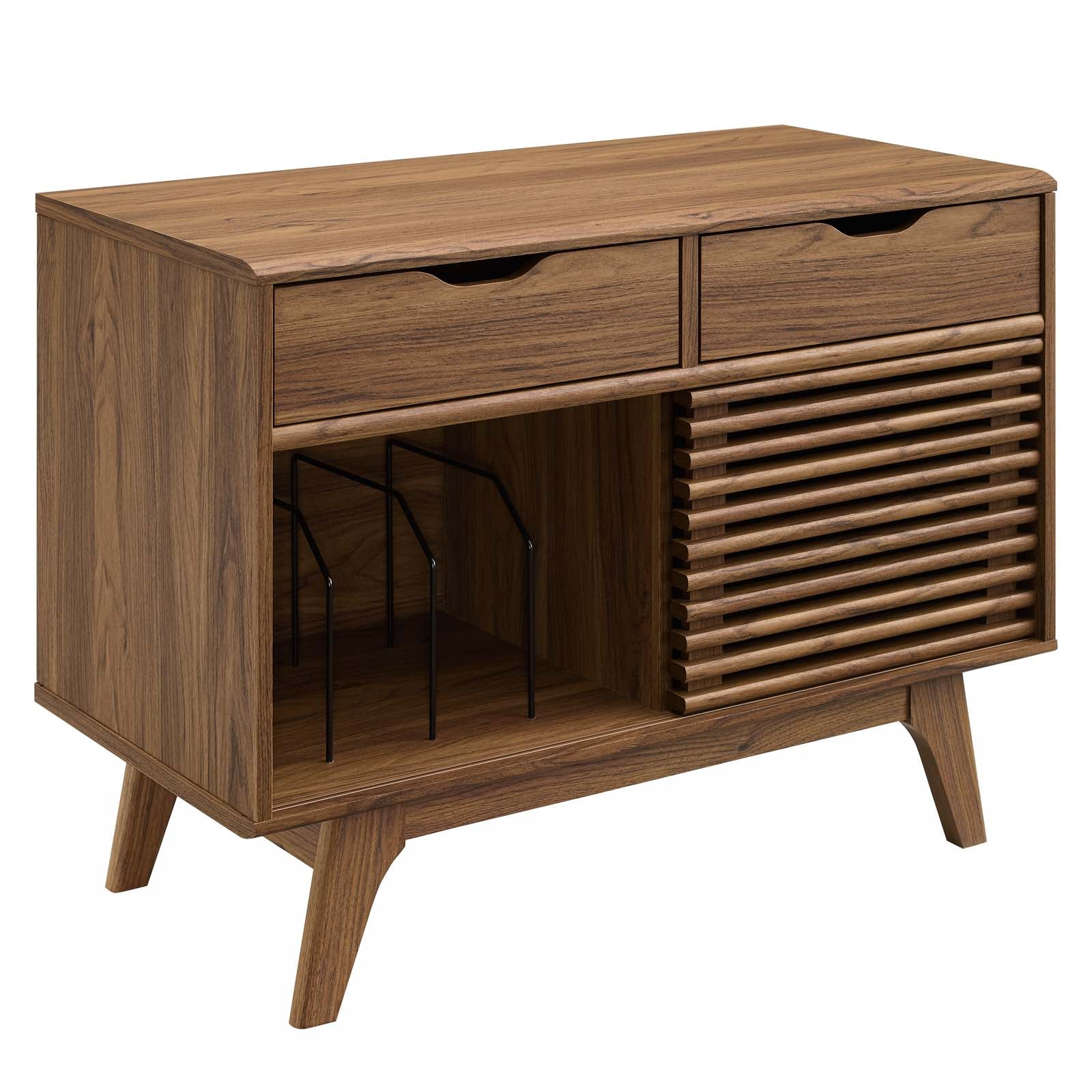 Modway Side & End Tables - Render Vinyl Record Display Stand Walnut