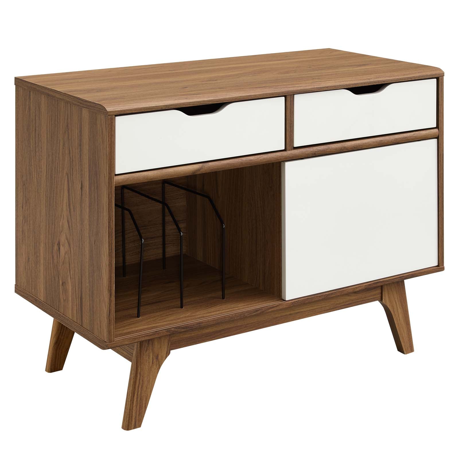 Modway TV & Media Units - Envision Vinyl Record 27.5 " H Display Stand Walnut White