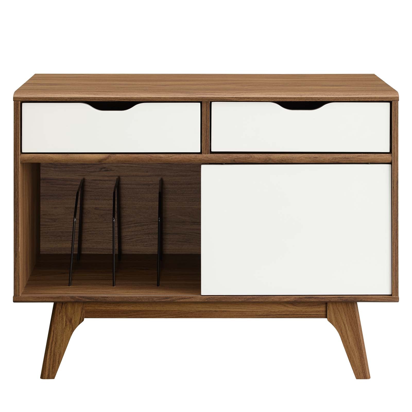 Modway TV & Media Units - Envision Vinyl Record 27.5 " H Display Stand Walnut White