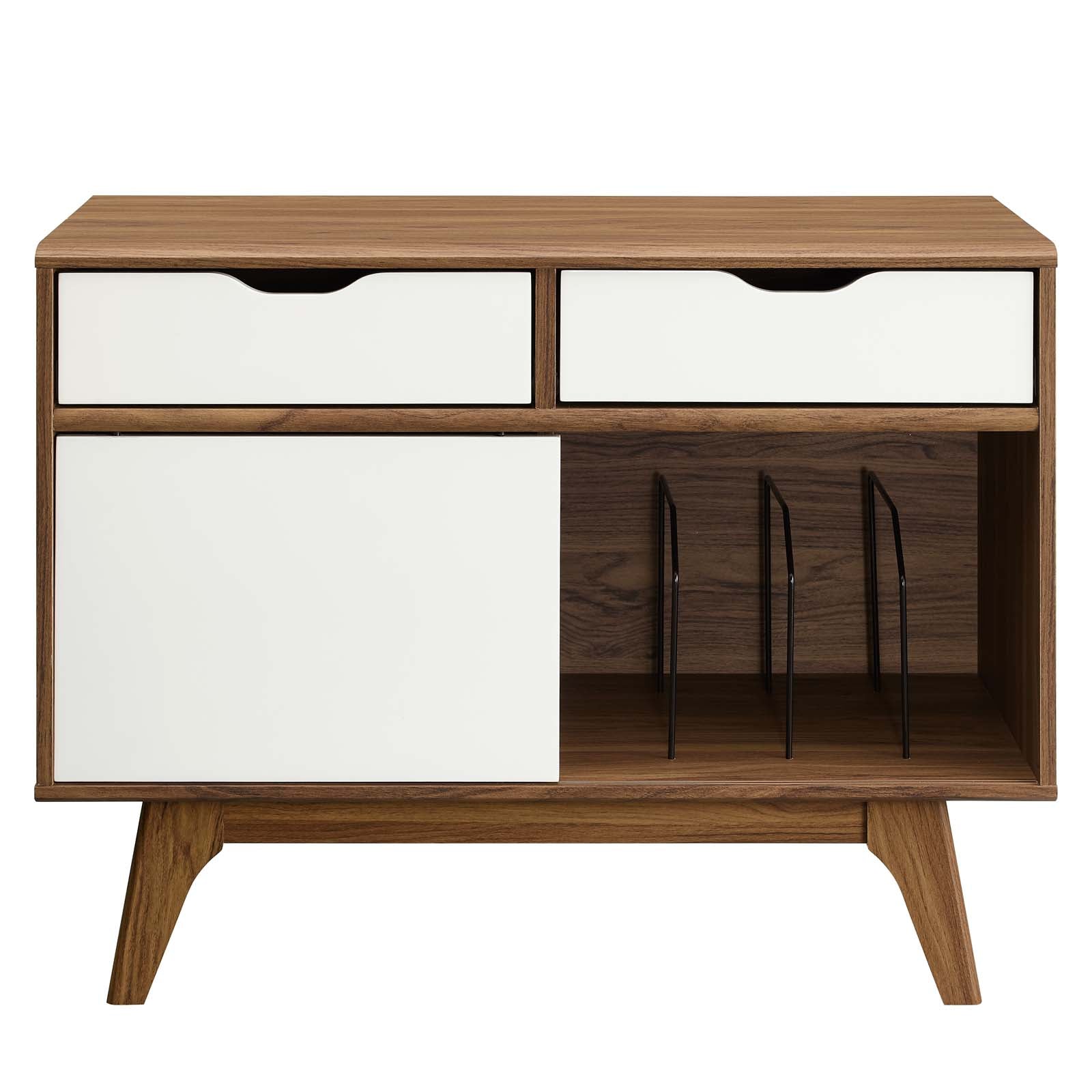 Modway TV & Media Units - Envision Vinyl Record 27.5 " H Display Stand Walnut White