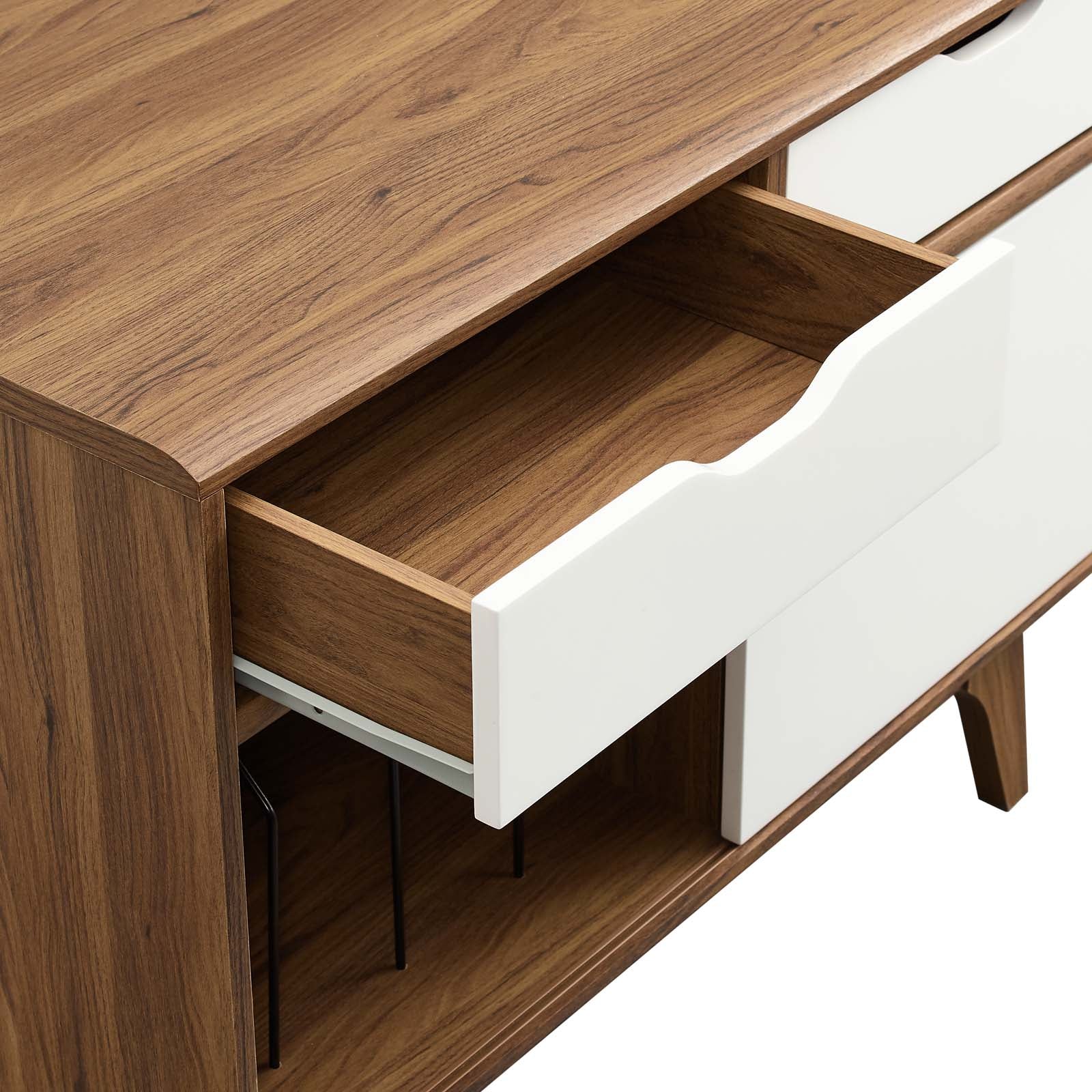 Modway TV & Media Units - Envision Vinyl Record 27.5 " H Display Stand Walnut White