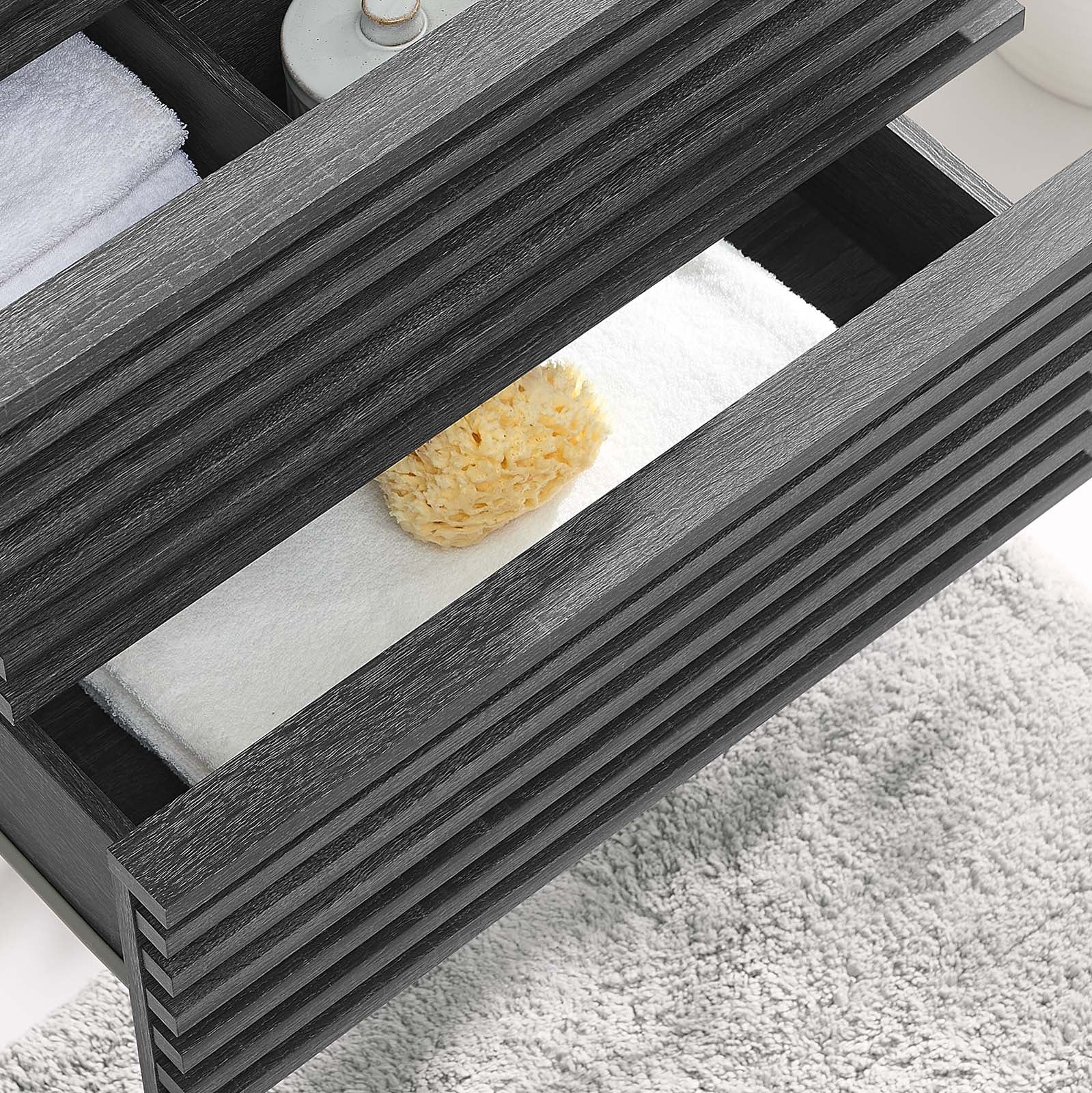 Modway Bathroom Vanity - Render 24" Wall-Mount Bathroom Vanity Cabinet Charcoal