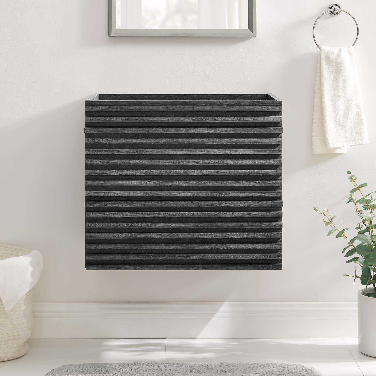 Modway Bathroom Vanity - Render 24" Wall-Mount Bathroom Vanity Cabinet Charcoal