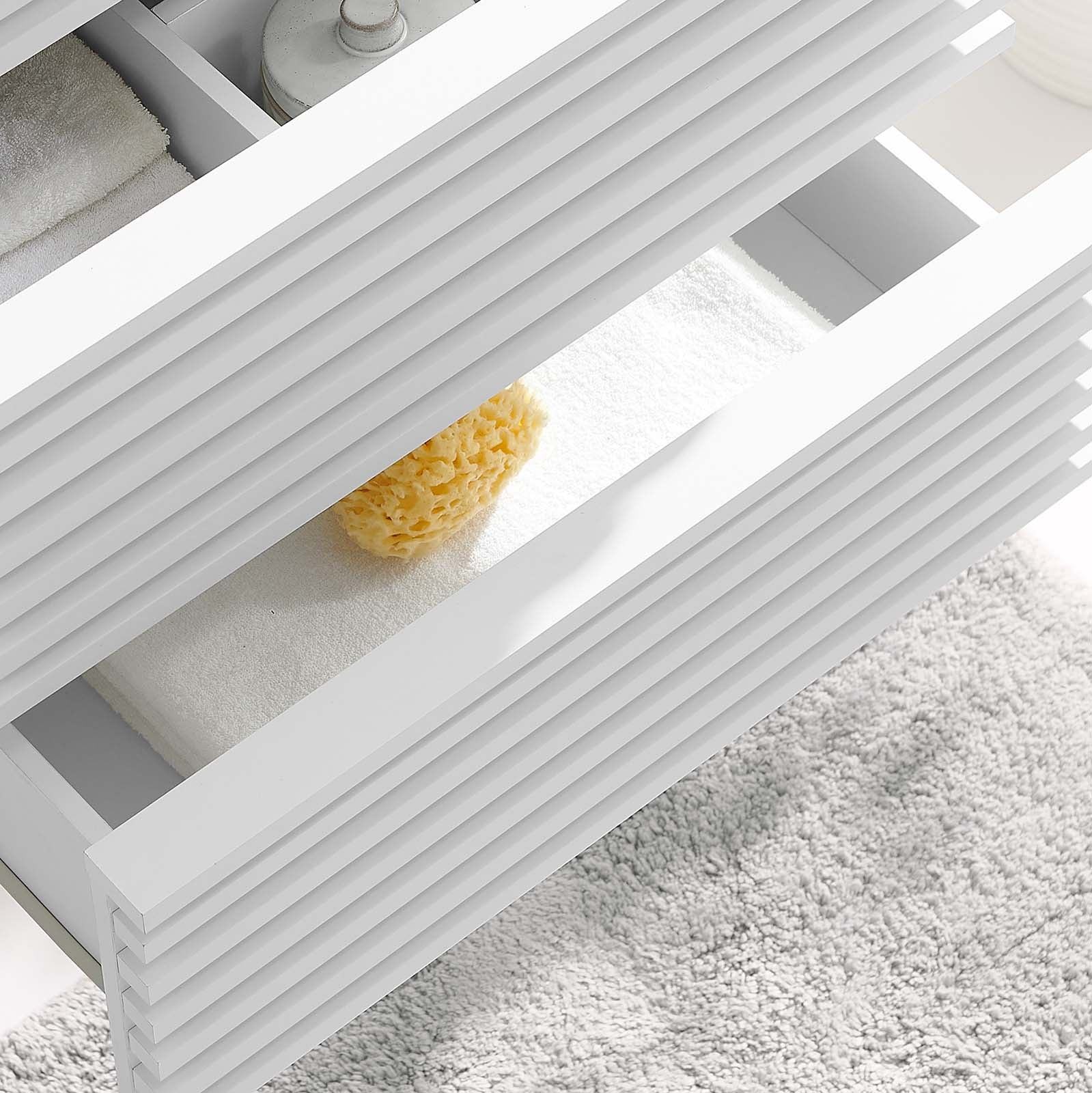 Modway Bathroom Vanity - Render 24" Wall-Mount Bathroom Vanity Cabinet White