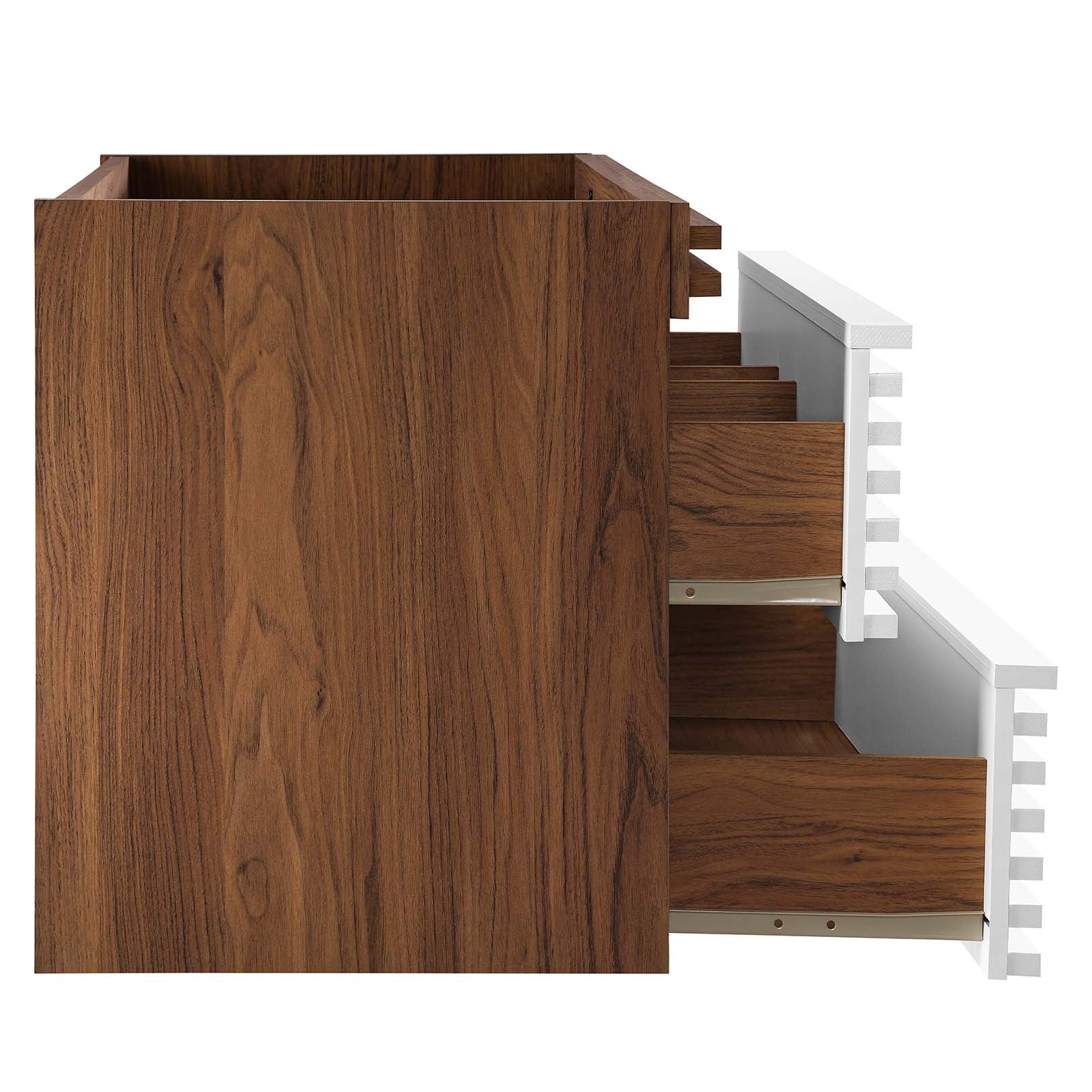 Modway Bathroom Vanity - Render 36" Wall-Mount Bathroom Vanity Cabinet White Walnut