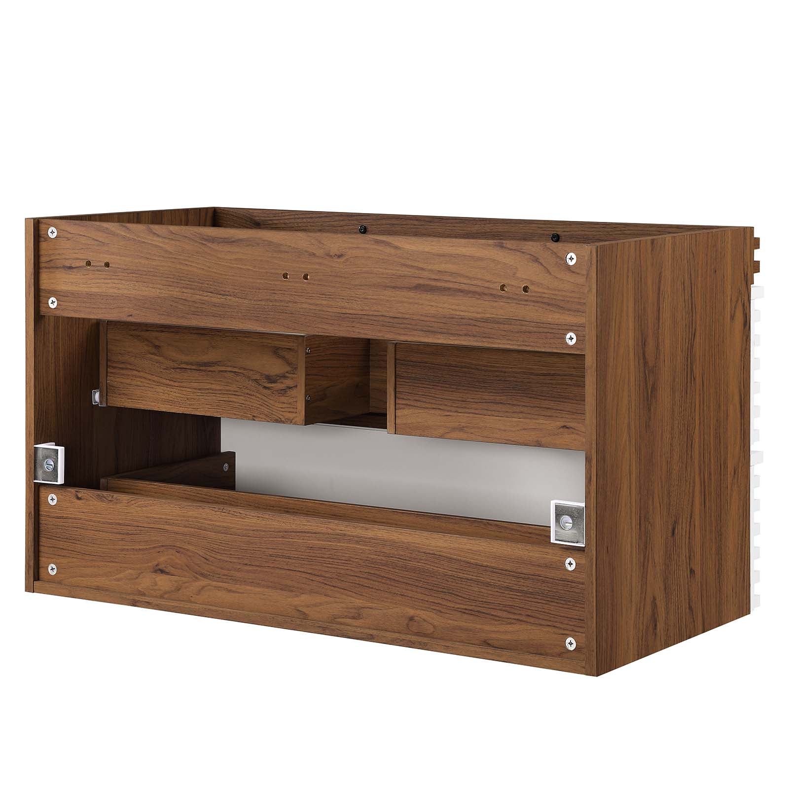 Modway Bathroom Vanity - Render 36" Wall-Mount Bathroom Vanity Cabinet White Walnut