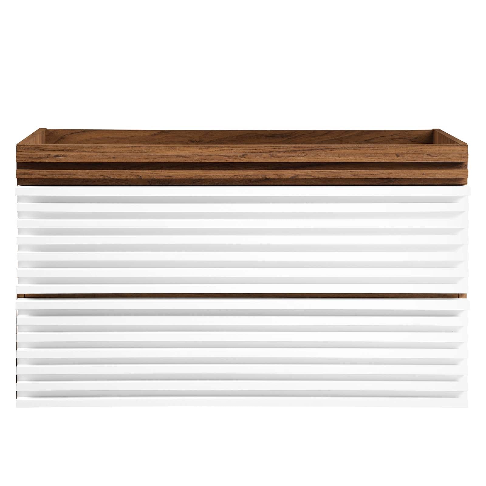 Modway Bathroom Vanity - Render 36" Wall-Mount Bathroom Vanity Cabinet White Walnut