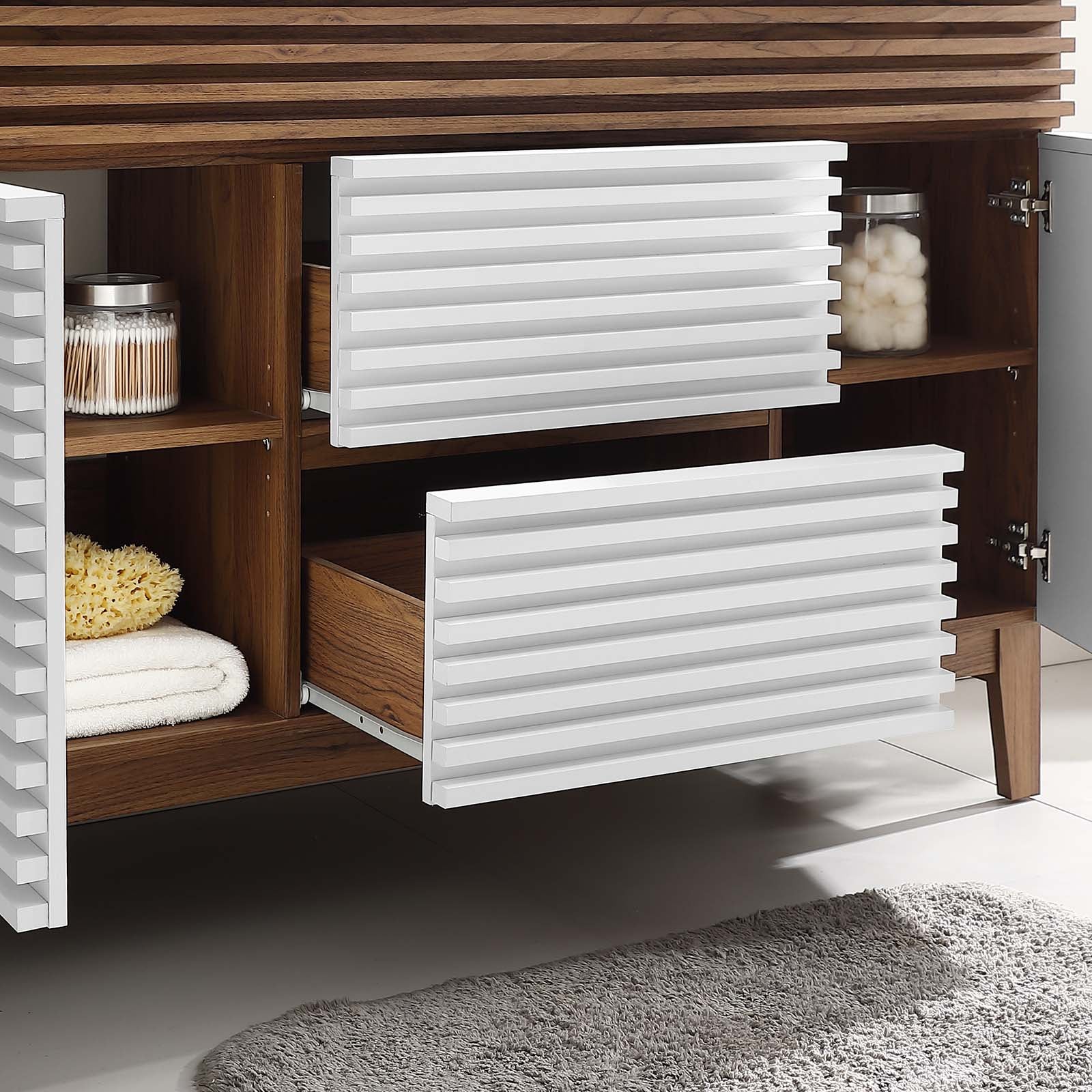 Modway Bathroom Vanity - Render 48" Single Bathroom Vanity Cabinet White Walnut