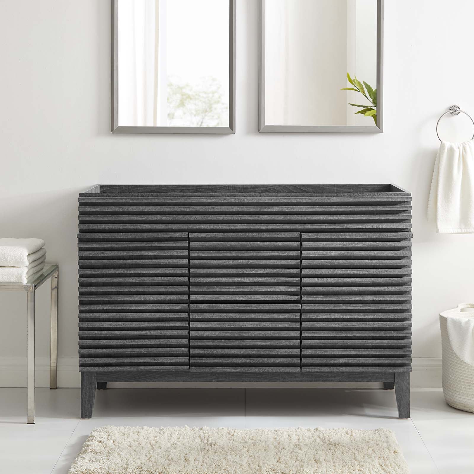 Modway Bathroom Vanity - Render 48" Double Bathroom Vanity Cabinet Charcoal