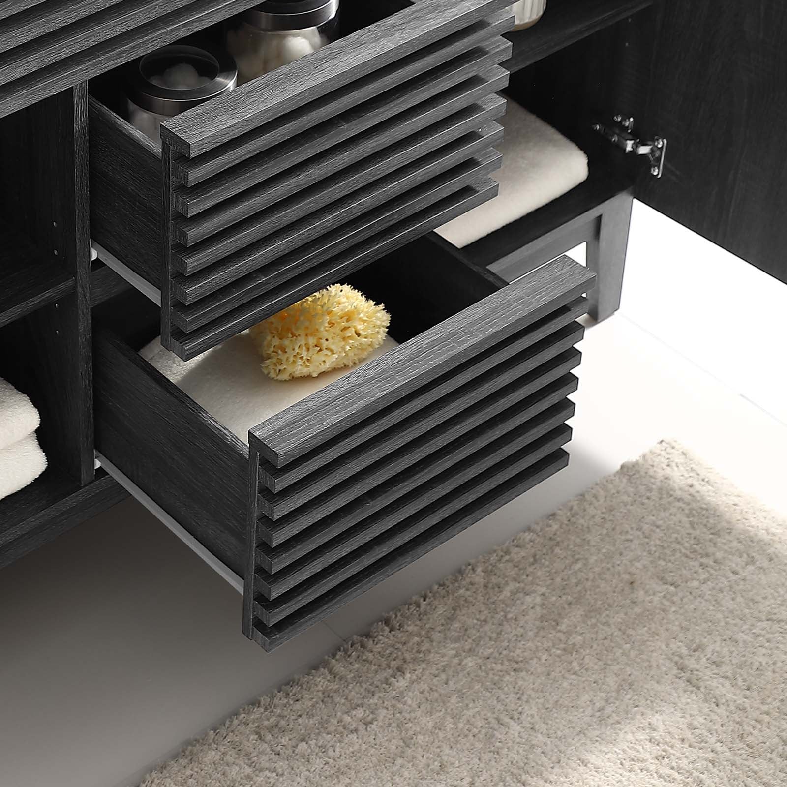 Modway Bathroom Vanity - Render 48" Double Bathroom Vanity Cabinet Charcoal