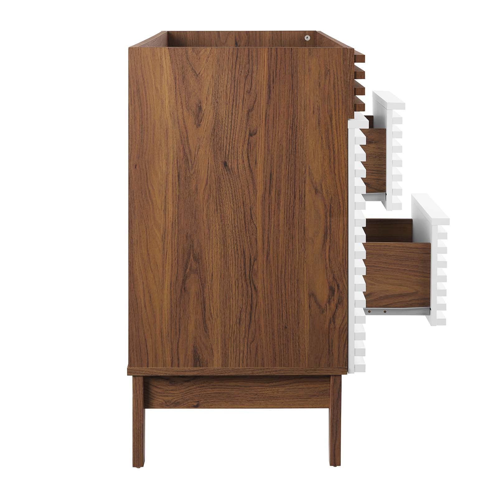 Modway Bathroom Vanity - Render 48" Double Bathroom Vanity Cabinet White Walnut