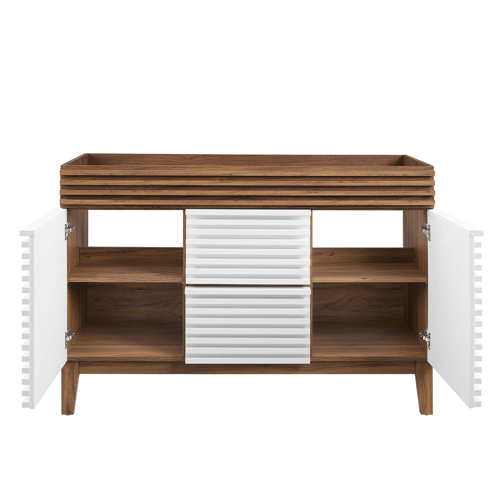 Modway Bathroom Vanity - Render 48" Double Bathroom Vanity Cabinet White Walnut