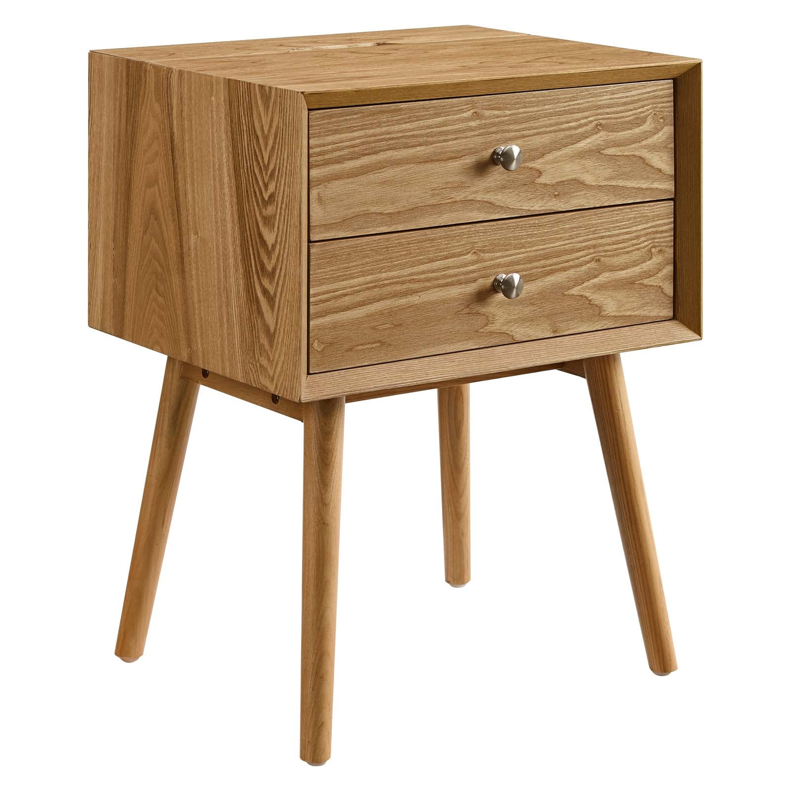 Modway Nightstands & Side Tables - Ember Wood Nightstand With USB Ports Natural Natural