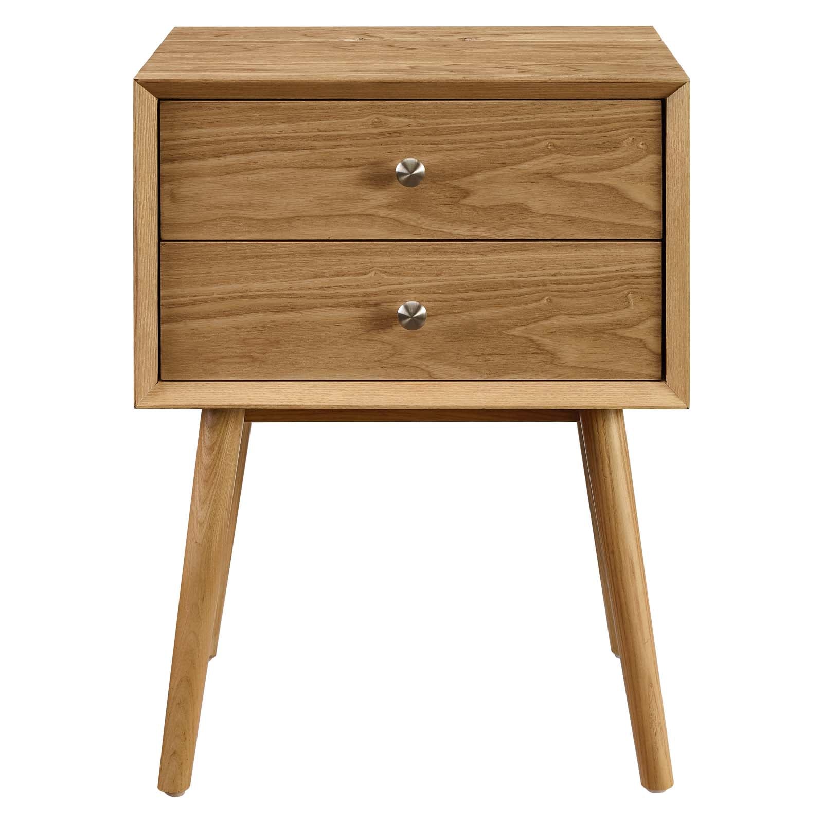 Modway Nightstands & Side Tables - Ember Wood Nightstand With USB Ports Natural Natural