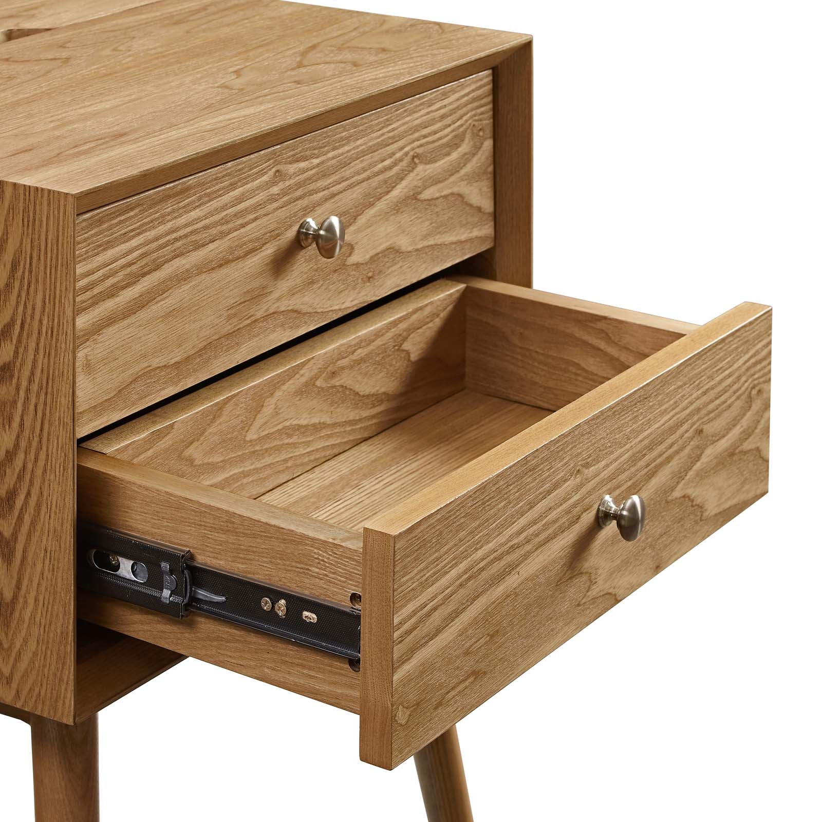 Modway Nightstands & Side Tables - Ember Wood Nightstand With USB Ports Natural Natural