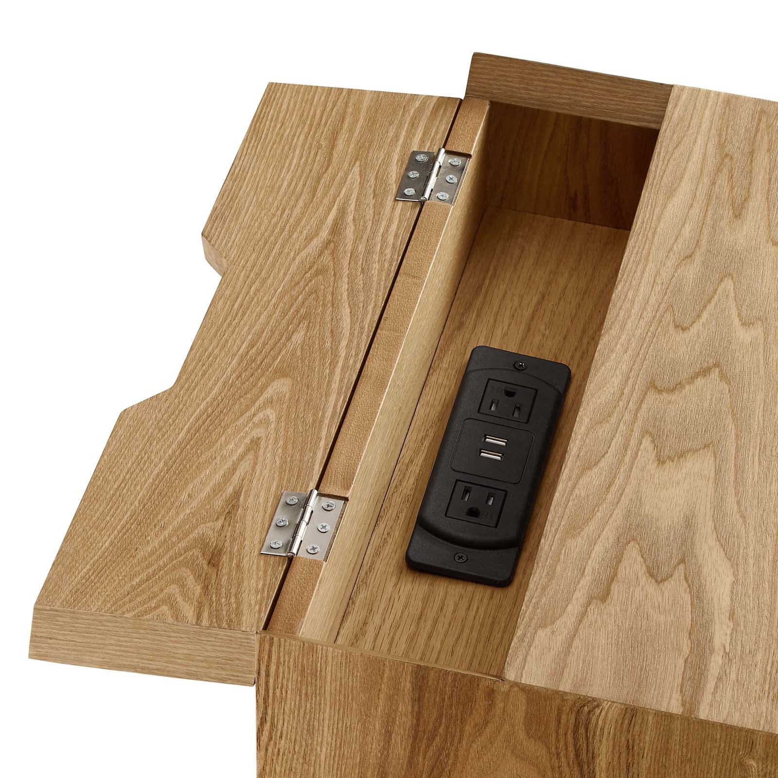 Modway Nightstands & Side Tables - Ember Wood Nightstand With USB Ports Natural Natural