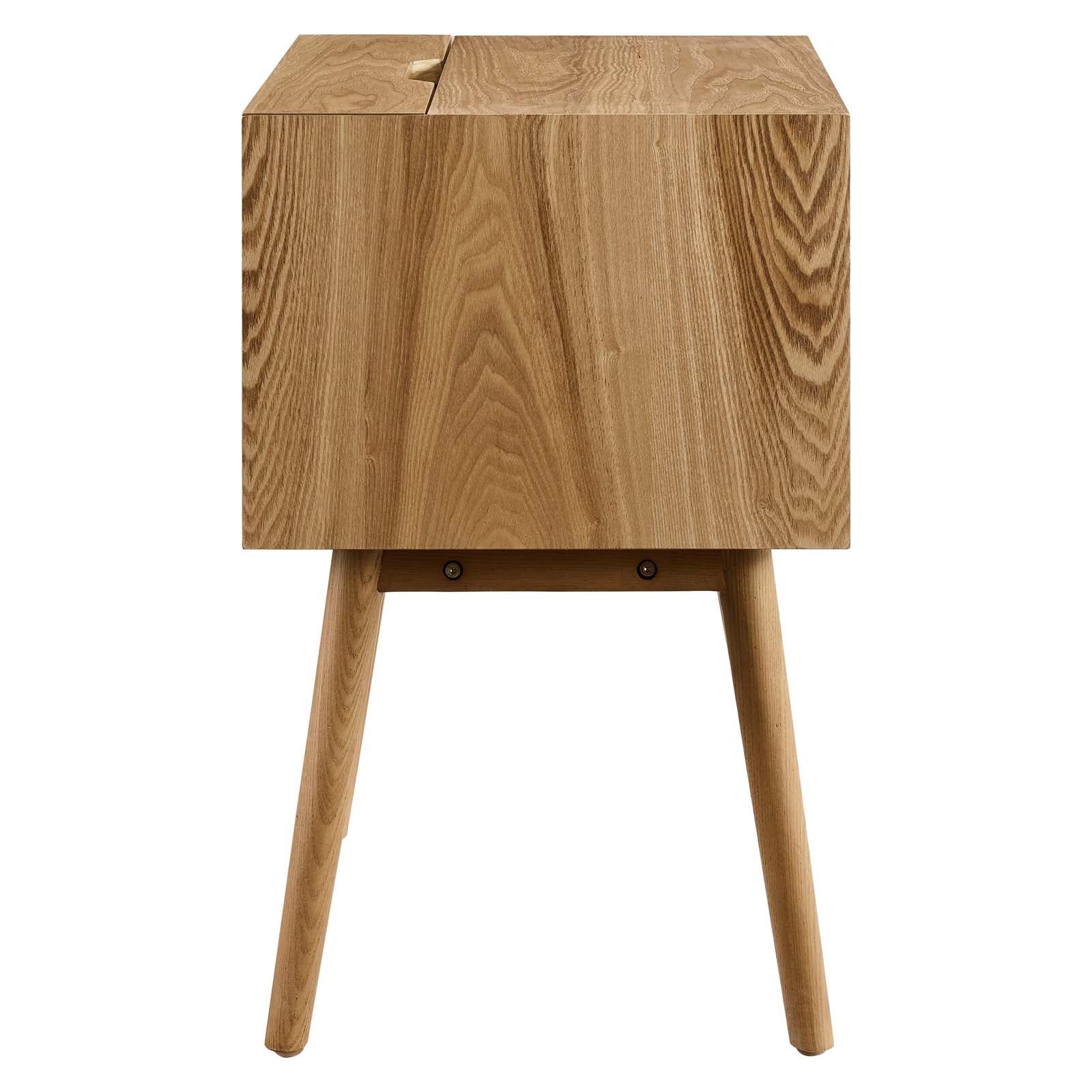 Modway Nightstands & Side Tables - Ember Wood Nightstand With USB Ports Natural White