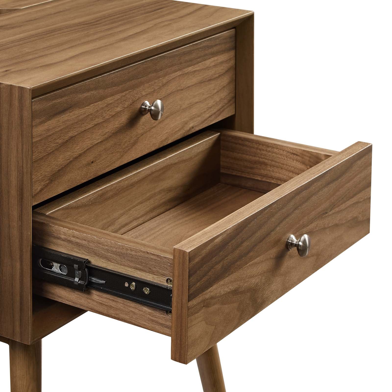 Modway Nightstands & Side Tables - Ember Wood Nightstand With USB Ports Walnut Walnut