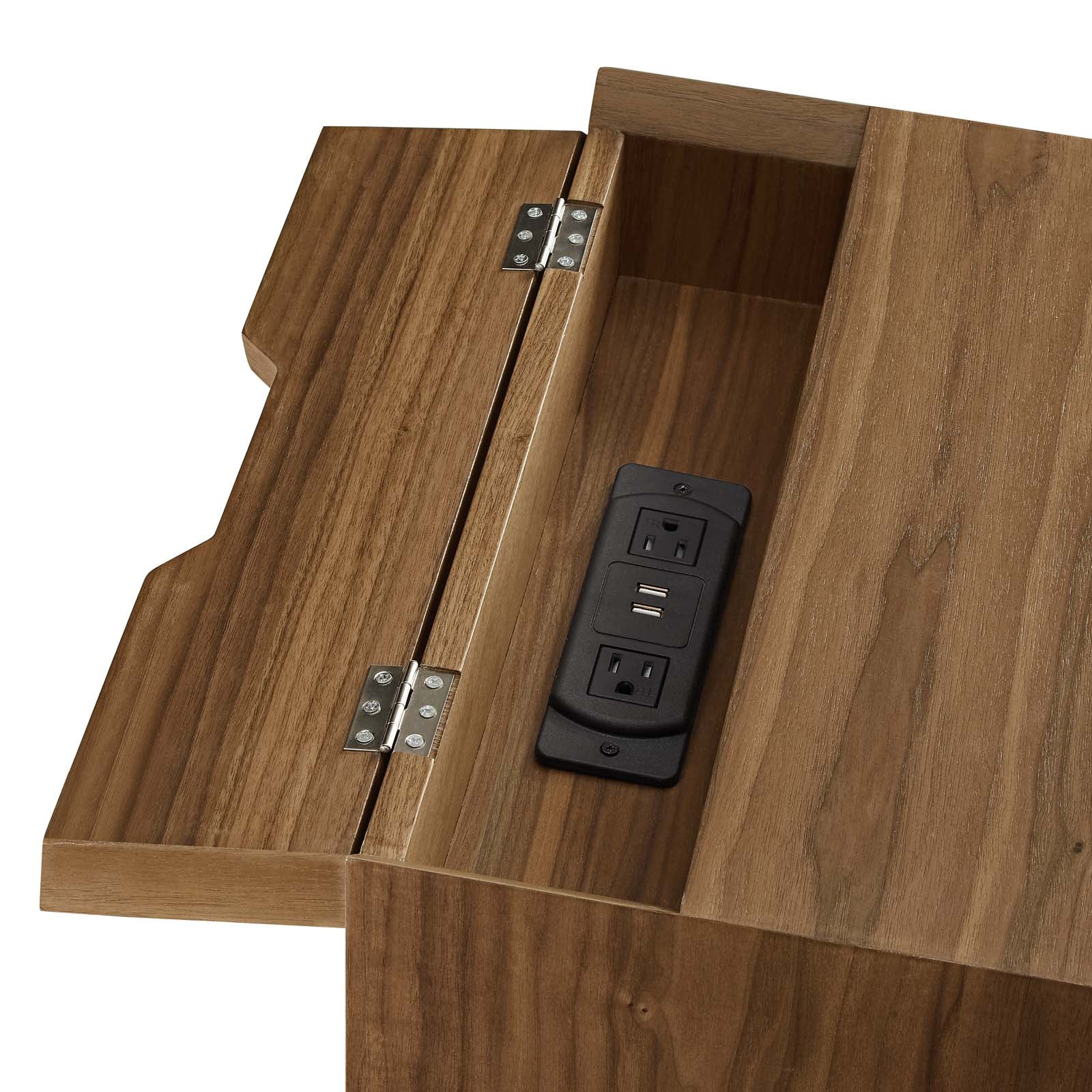 Modway Nightstands & Side Tables - Ember Wood Nightstand With USB Ports Walnut Walnut