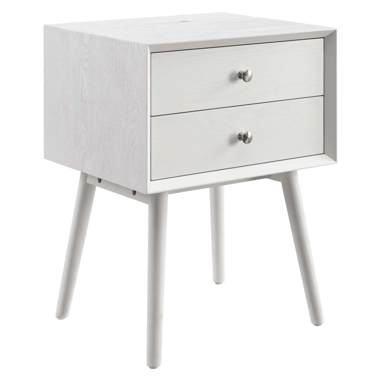 Modway Nightstands & Side Tables - Ember Wood Nightstand With USB Ports White White