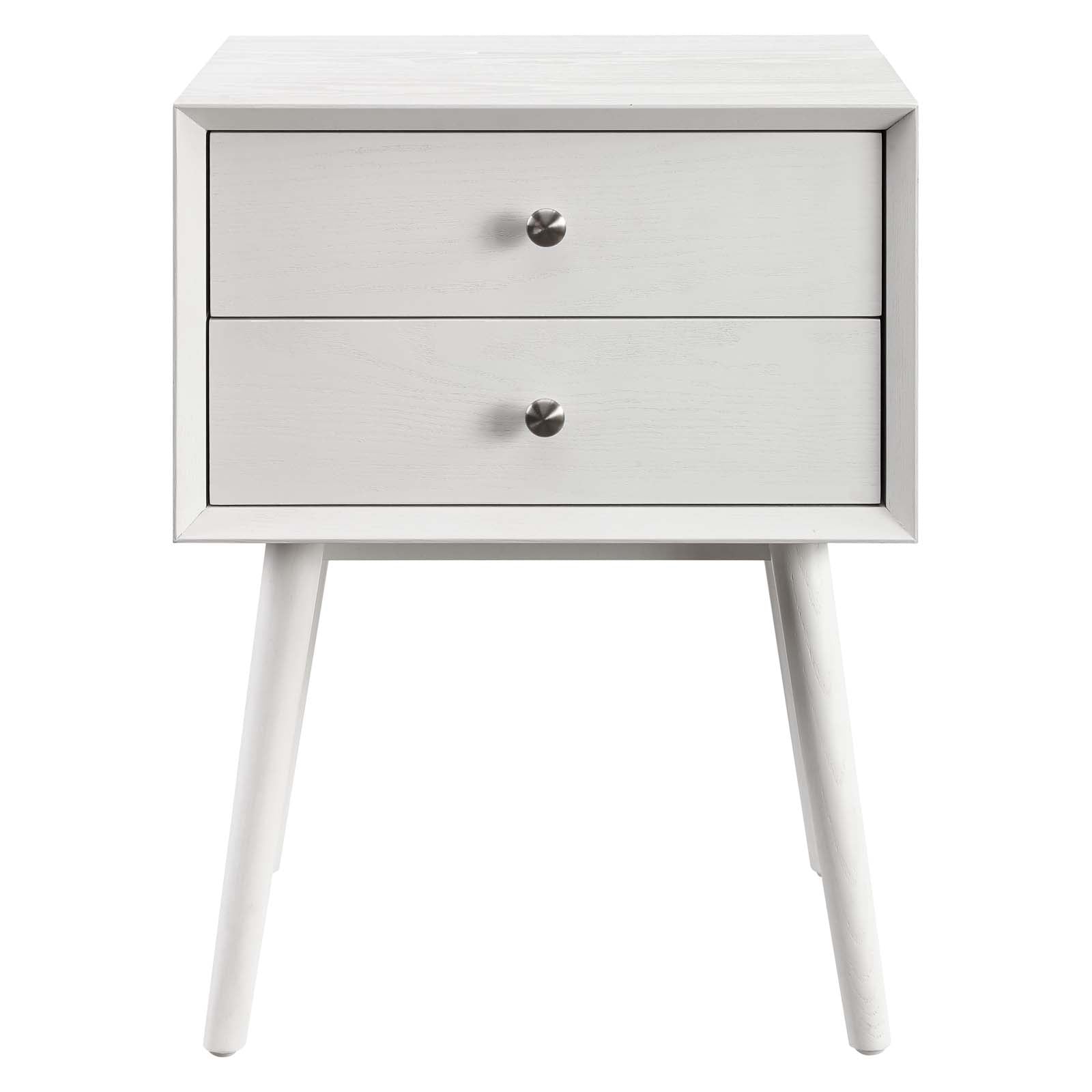 Modway Nightstands & Side Tables - Ember Wood Nightstand With USB Ports White White